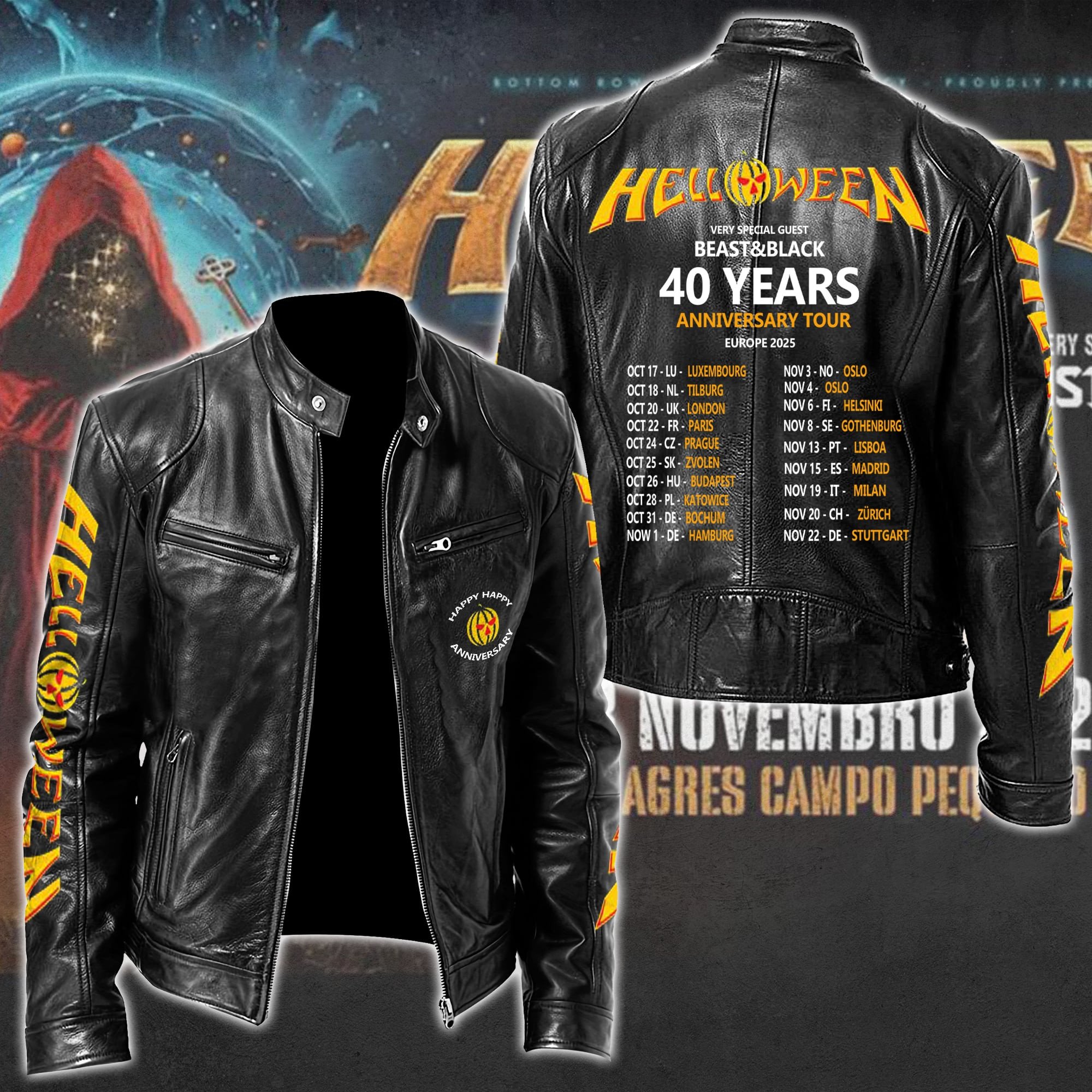 Helloween Music Style Leather Jacket For Fans