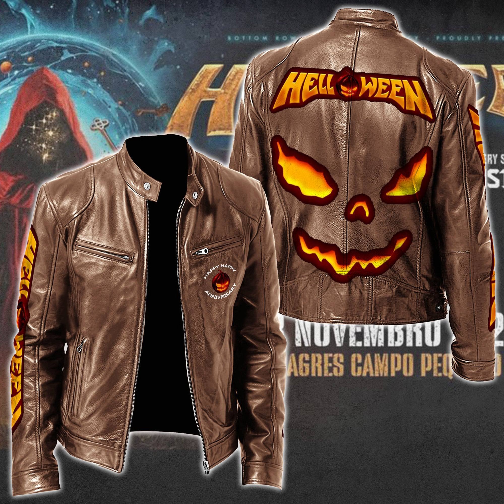 Helloween Music Style Leather Jacket For Fans