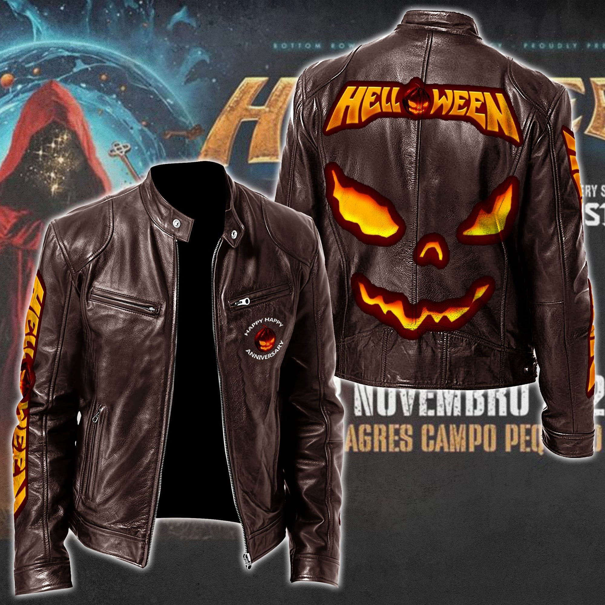 Helloween Music Style Leather Jacket For Fans
