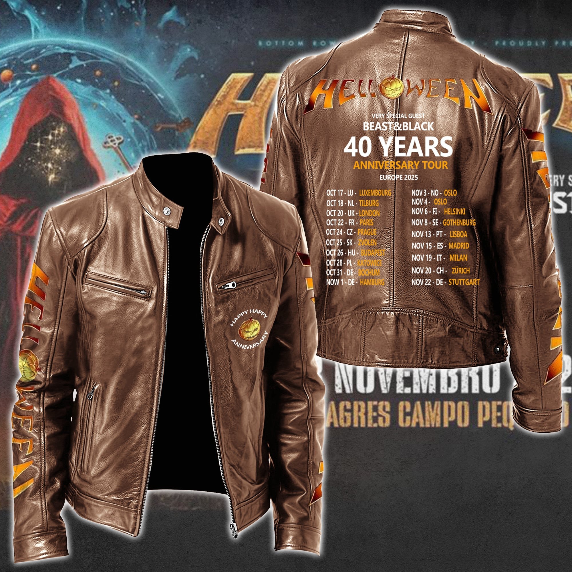 Helloween Music Style Leather Jacket For Fans