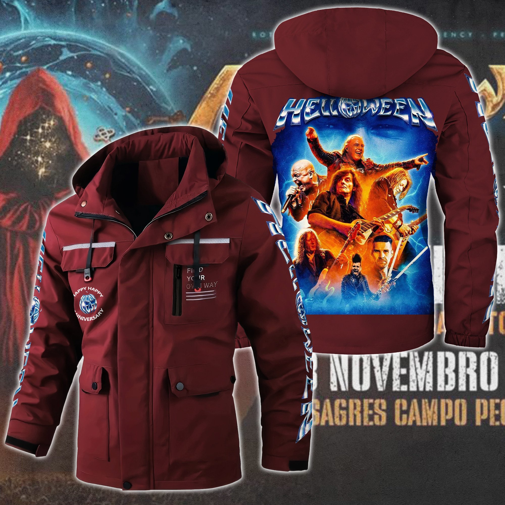 Helloween Music Style Parka Jacket For Fans