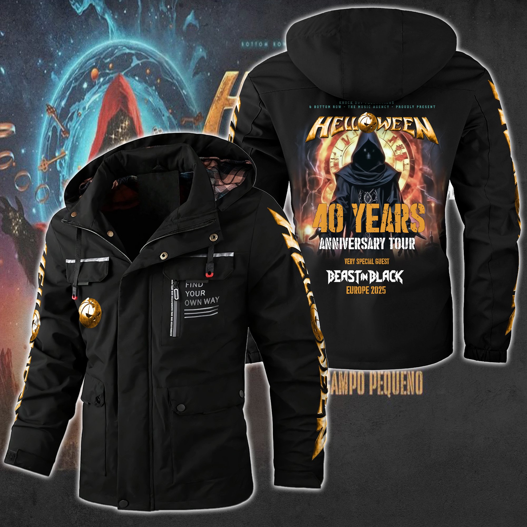 Helloween Music Style Parka Jacket For Fans