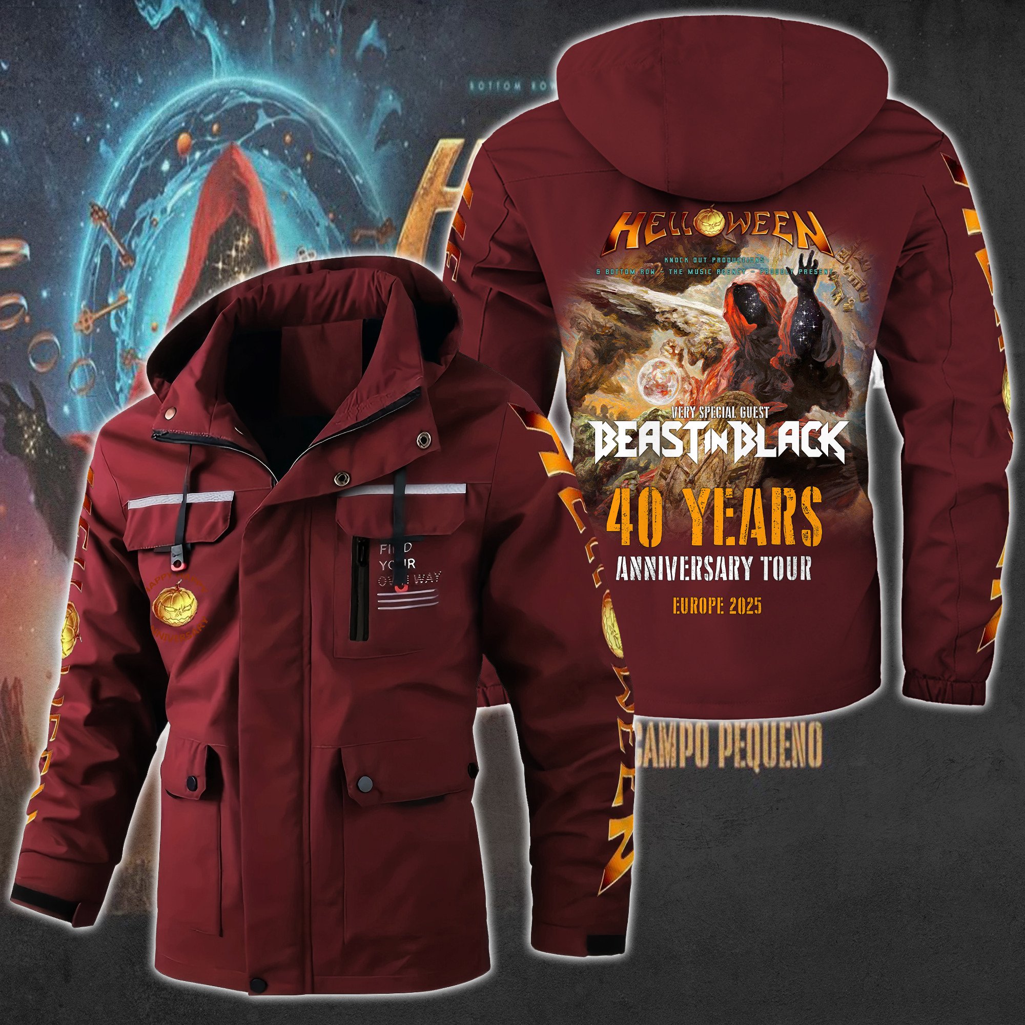Helloween Music Style Parka Jacket For Fans