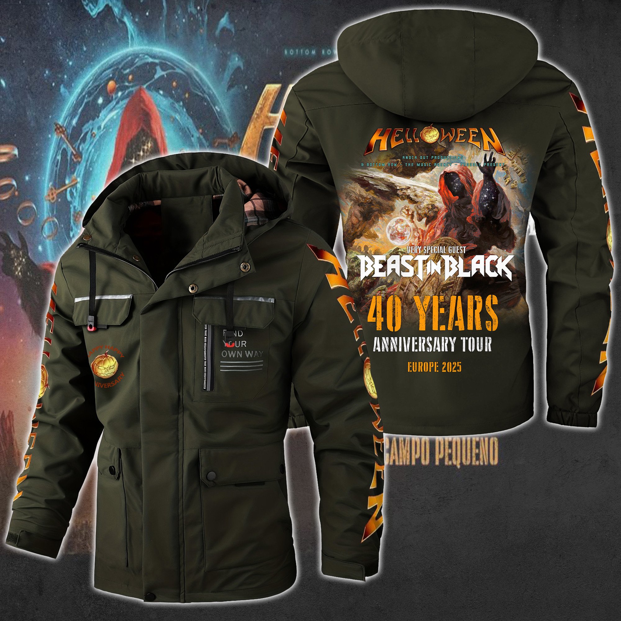 Helloween Music Style Parka Jacket For Fans