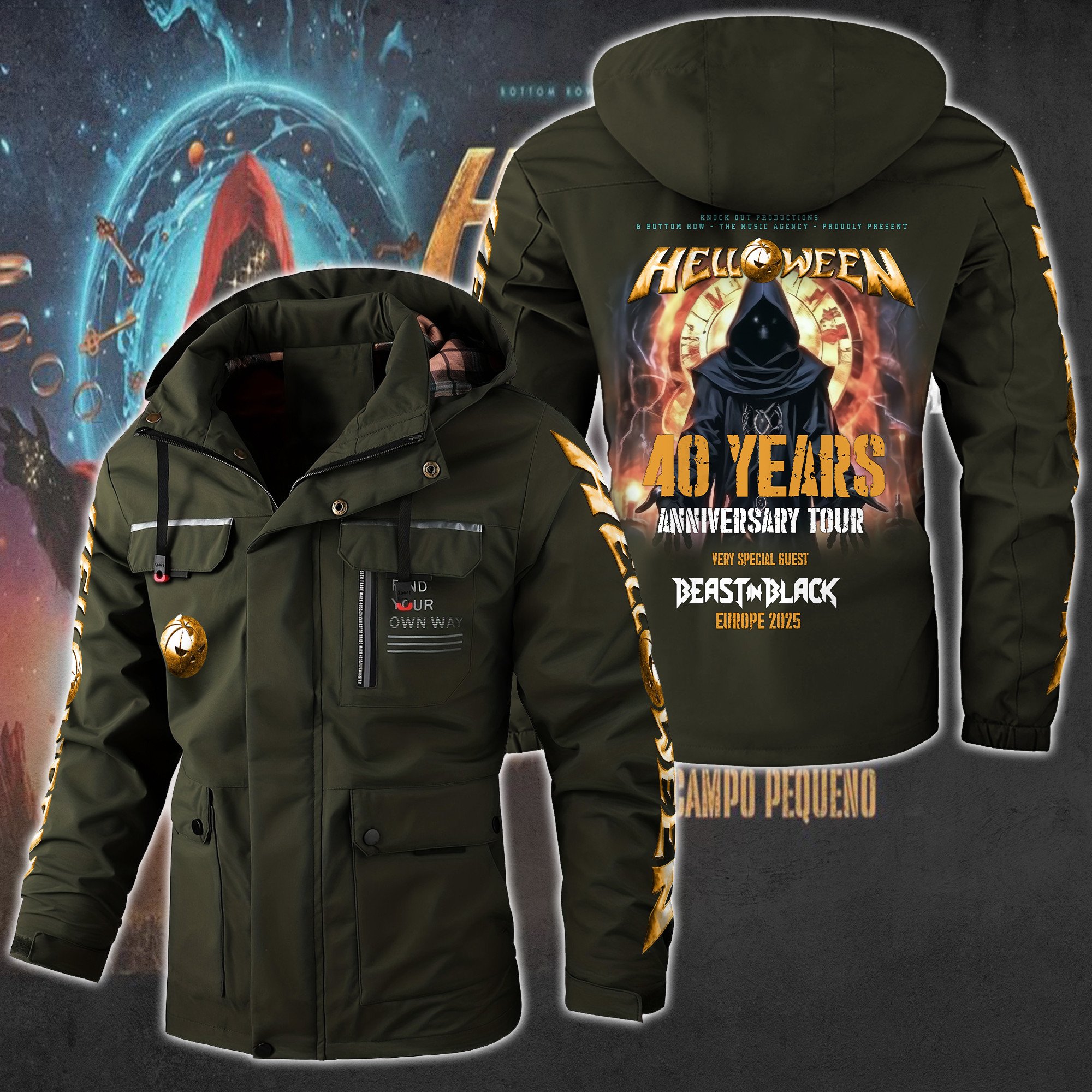 Helloween Music Style Parka Jacket For Fans
