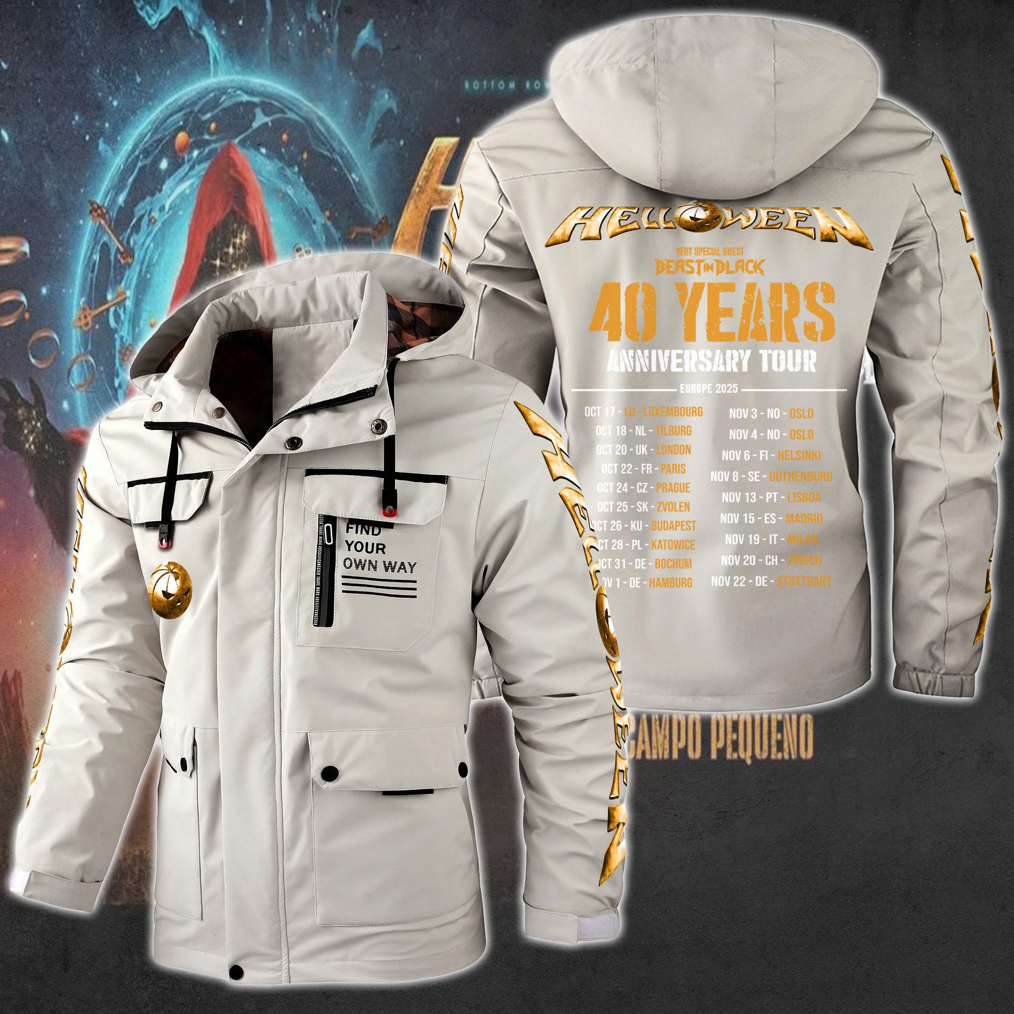 Helloween Music Style Parka Jacket For Fans