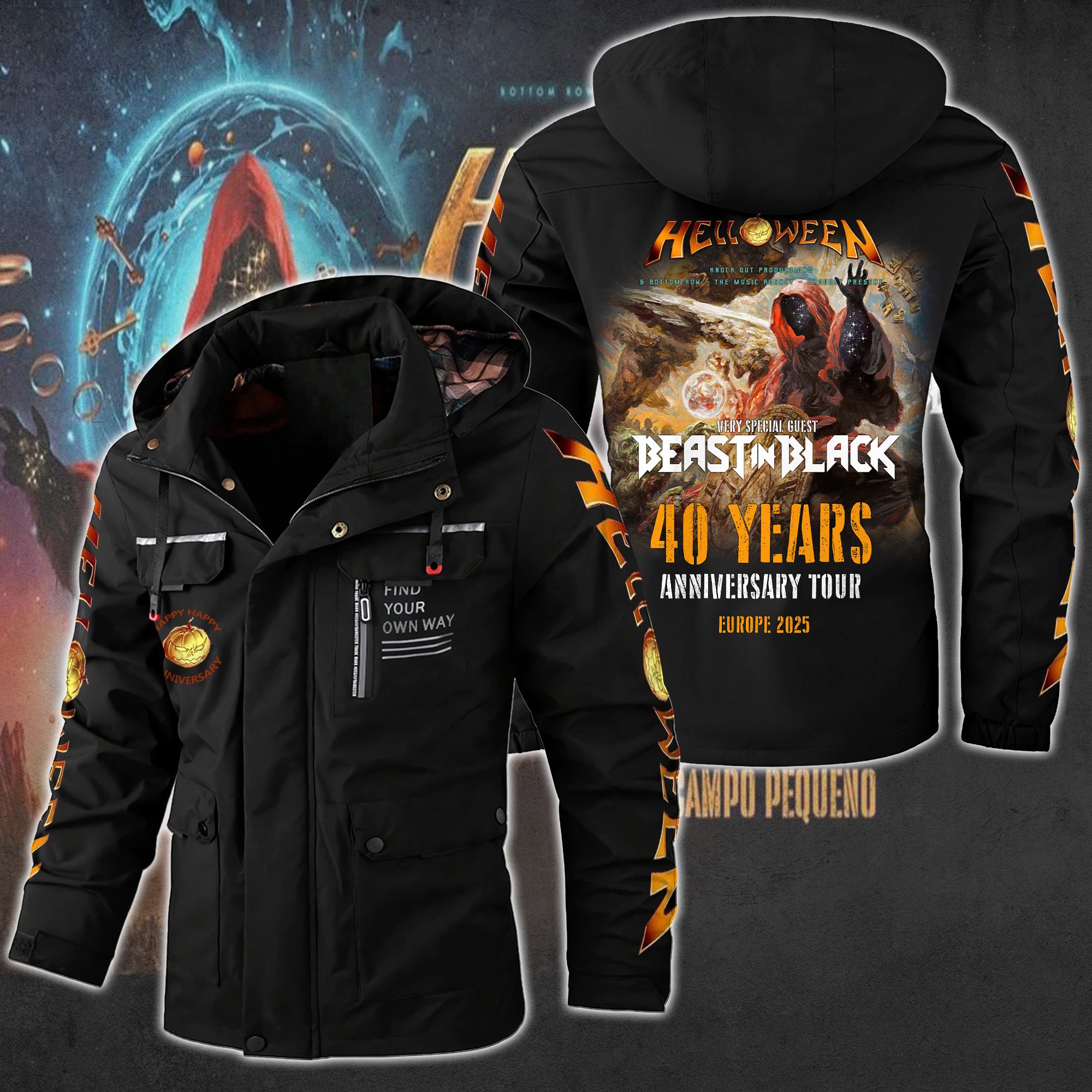 Helloween Music Style Parka Jacket For Fans