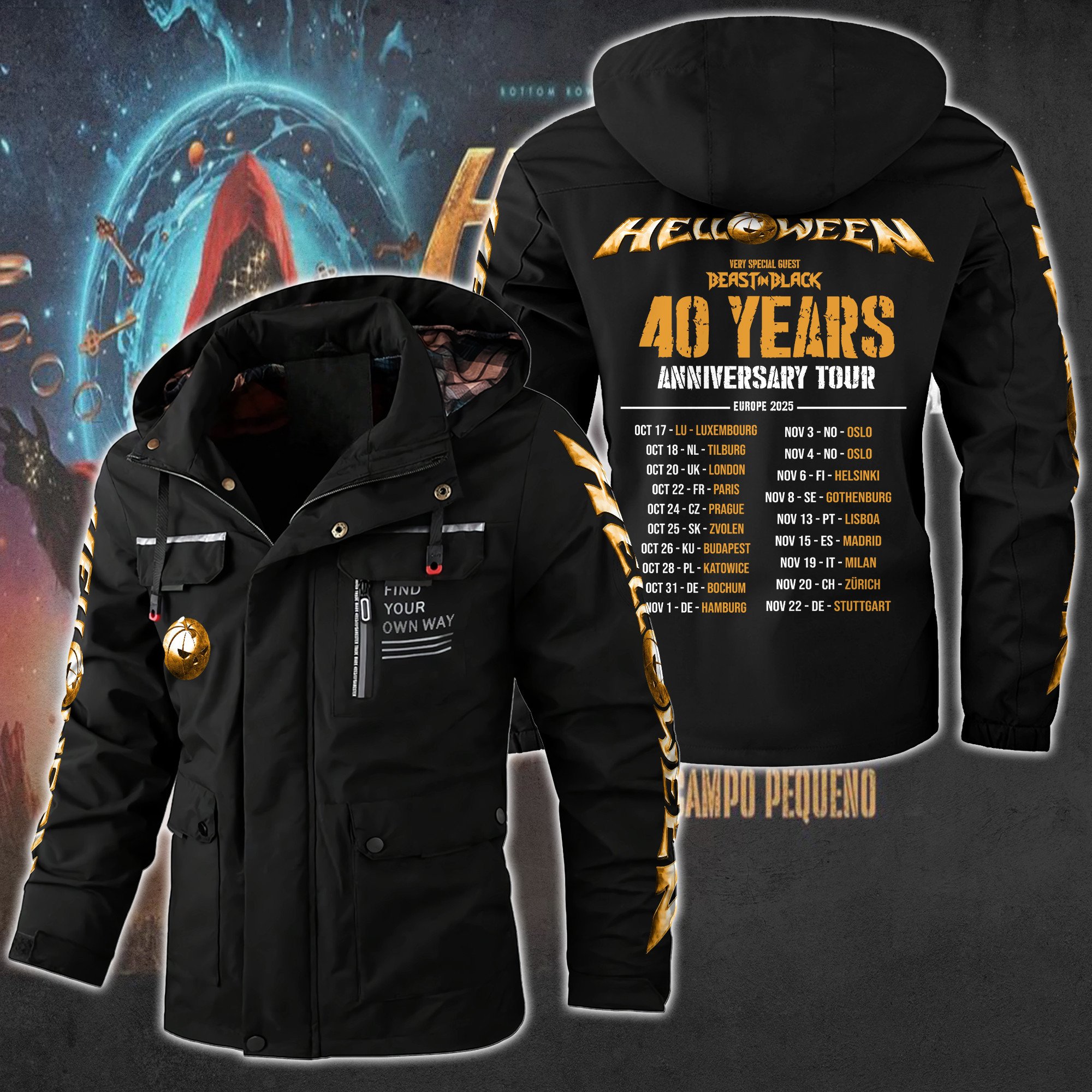Helloween Music Style Parka Jacket For Fans