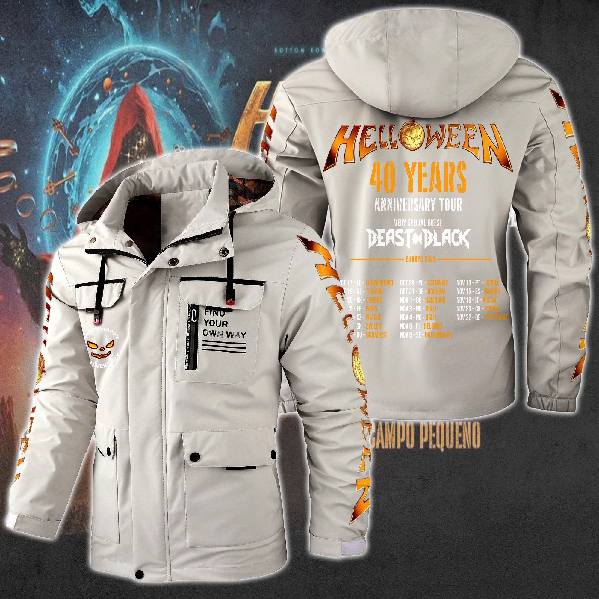 Helloween Music Style Parka Jacket For Fans