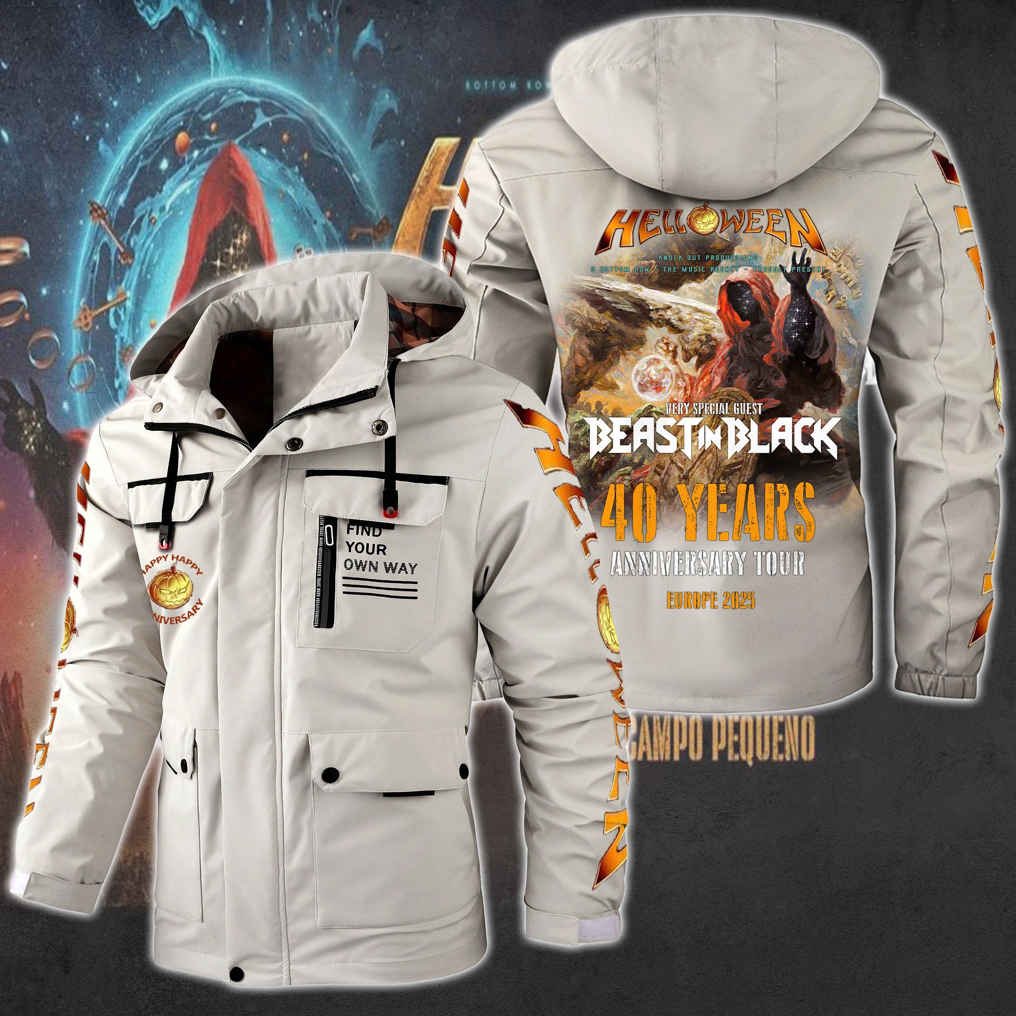 Helloween Music Style Parka Jacket For Fans