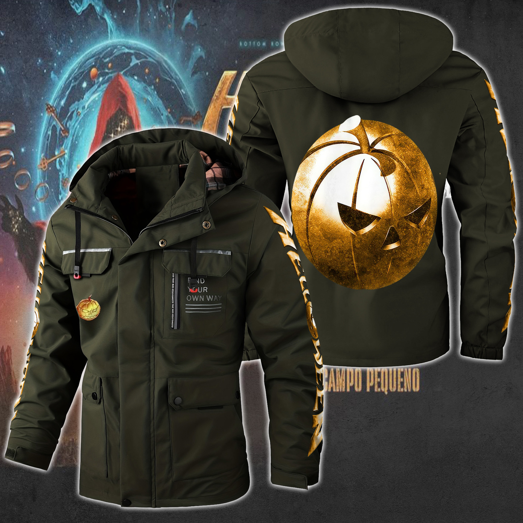 Helloween Music Style Parka Jacket For Fans