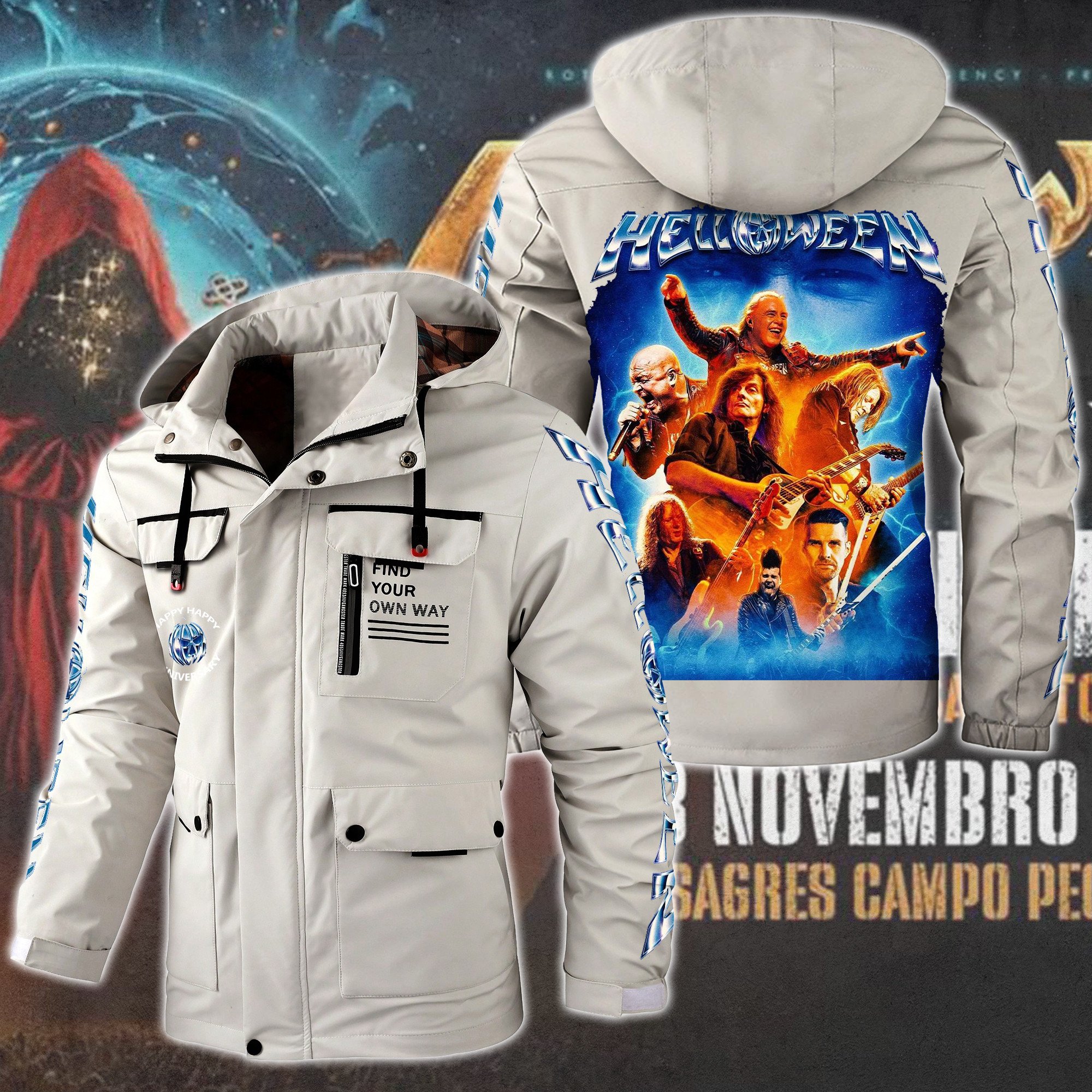 Helloween Music Style Parka Jacket For Fans