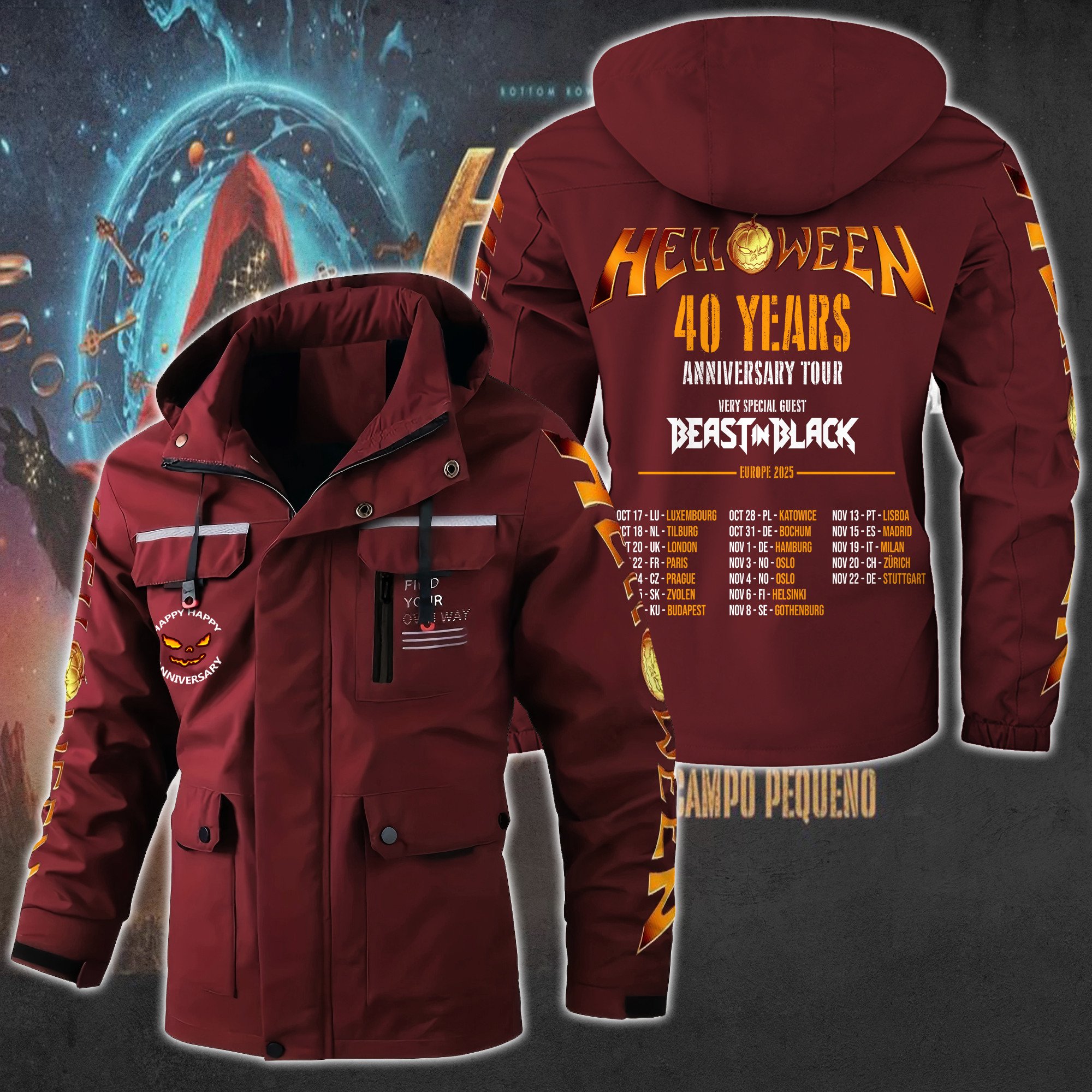 Helloween Music Style Parka Jacket For Fans