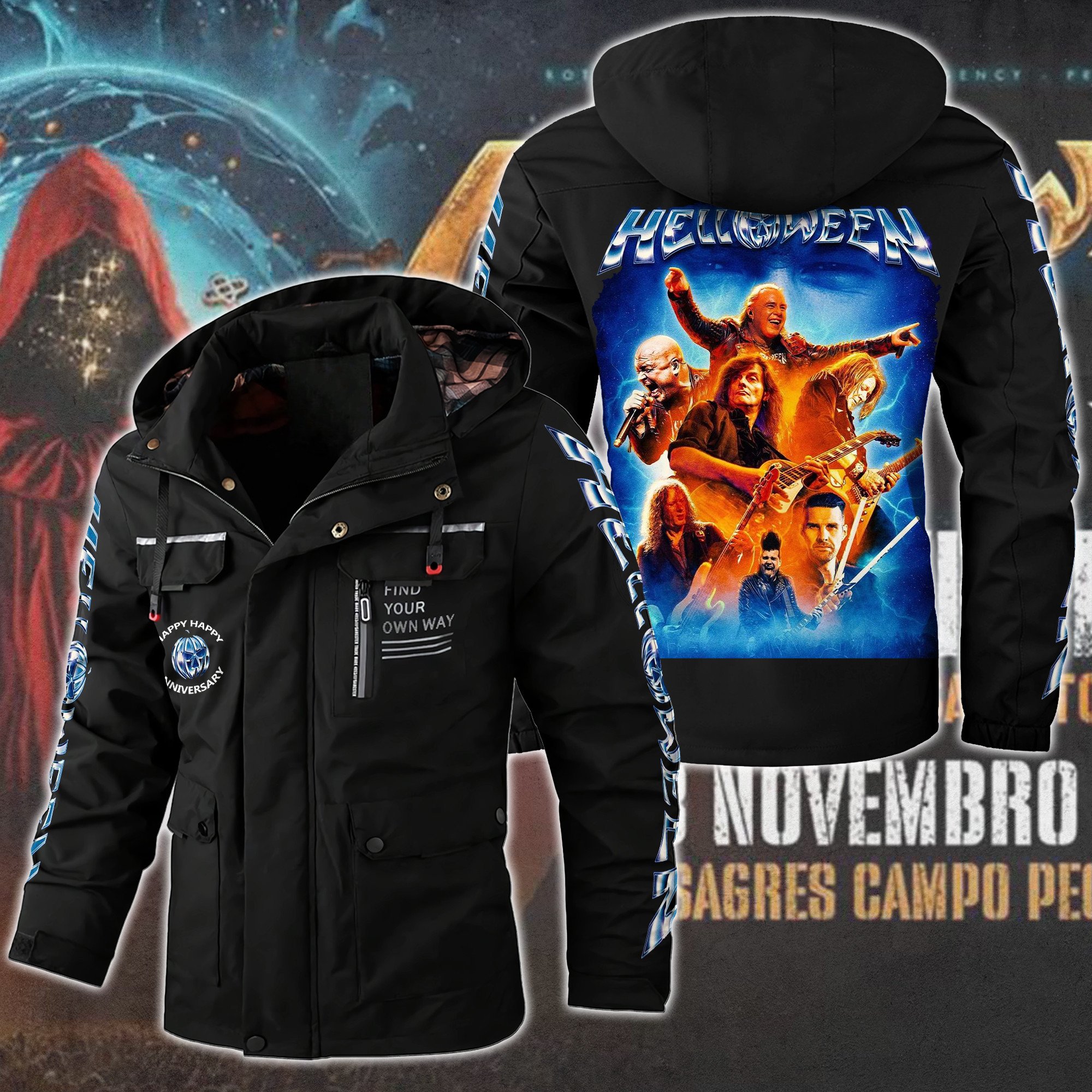 Helloween Music Style Parka Jacket For Fans