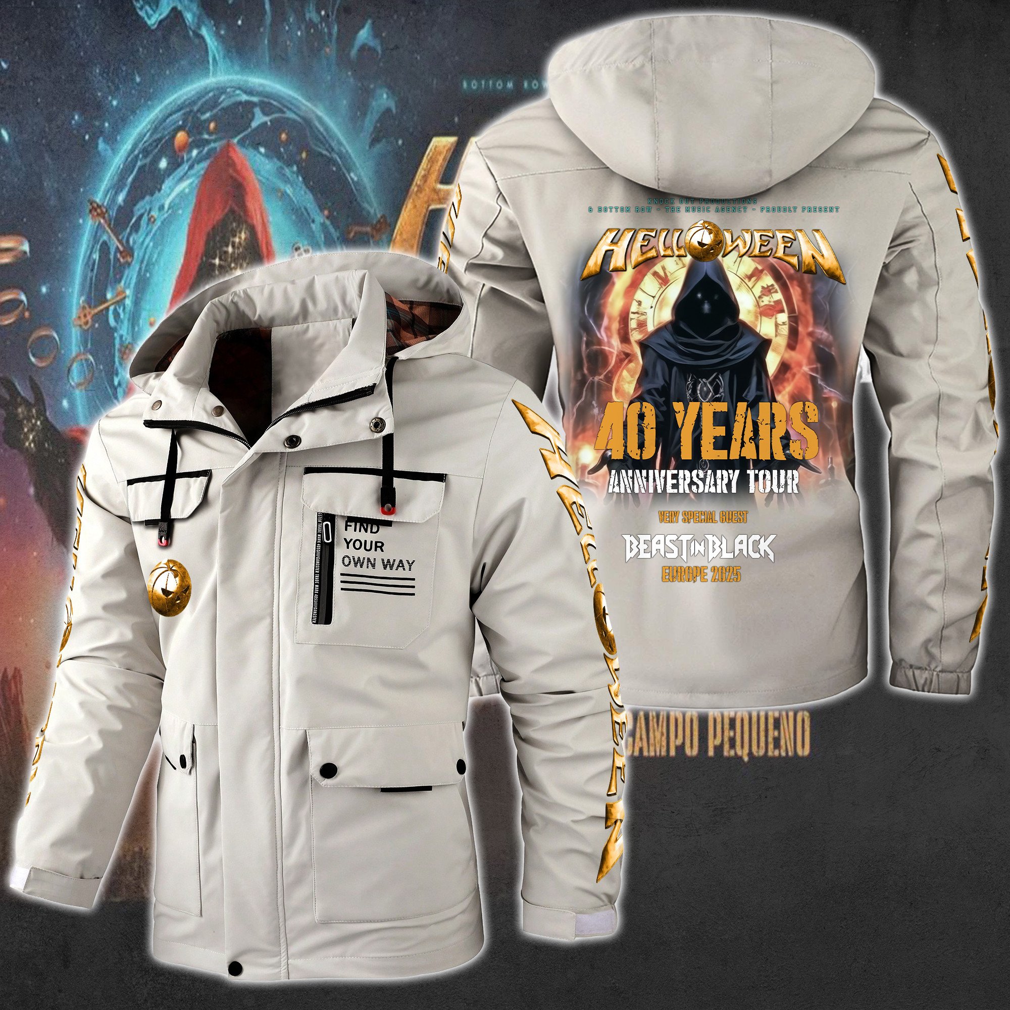 Helloween Music Style Parka Jacket For Fans