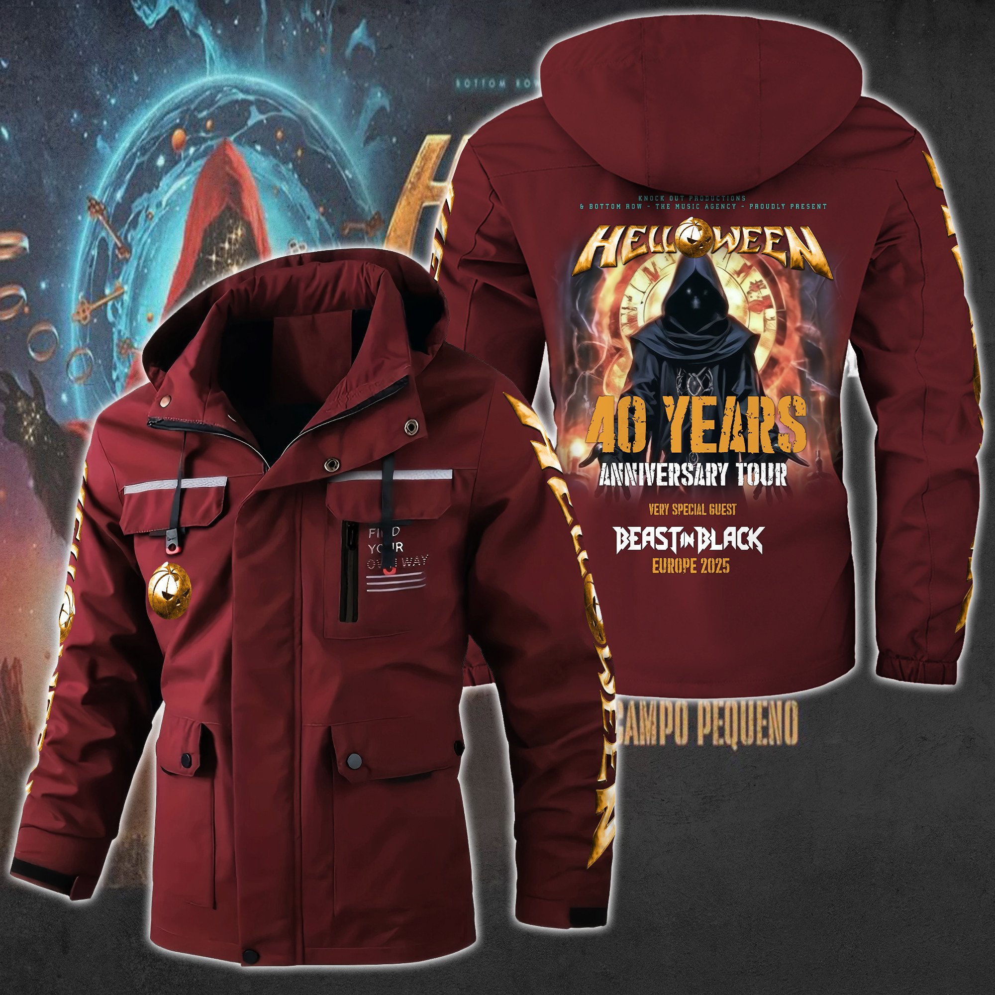 Helloween Music Style Parka Jacket For Fans