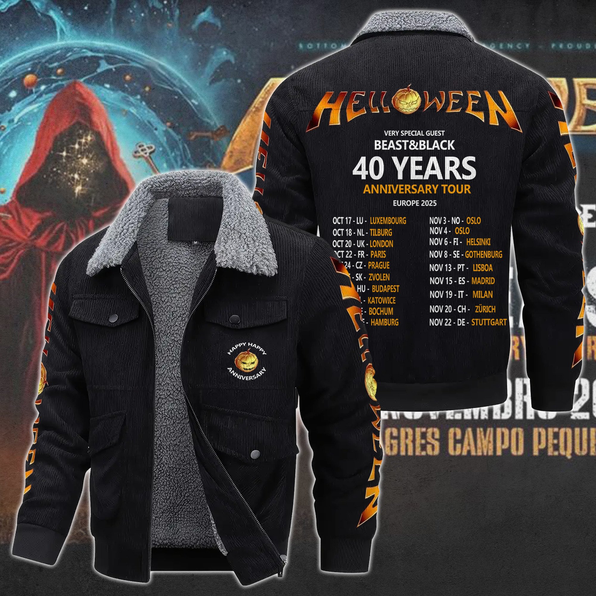 Helloween Music Style Thermal Cotton Jacket Prim For Fans