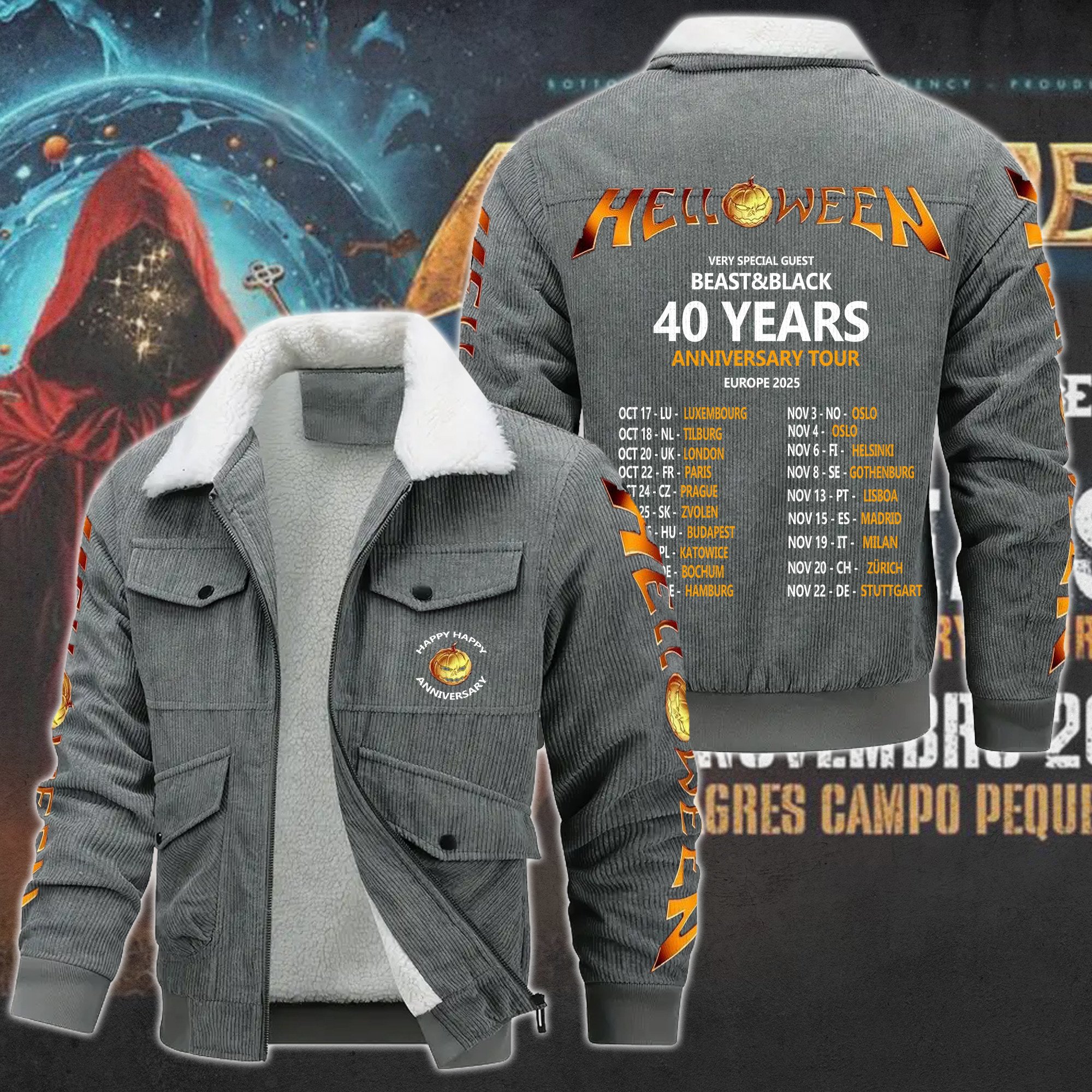Helloween Music Style Thermal Cotton Jacket Prim For Fans