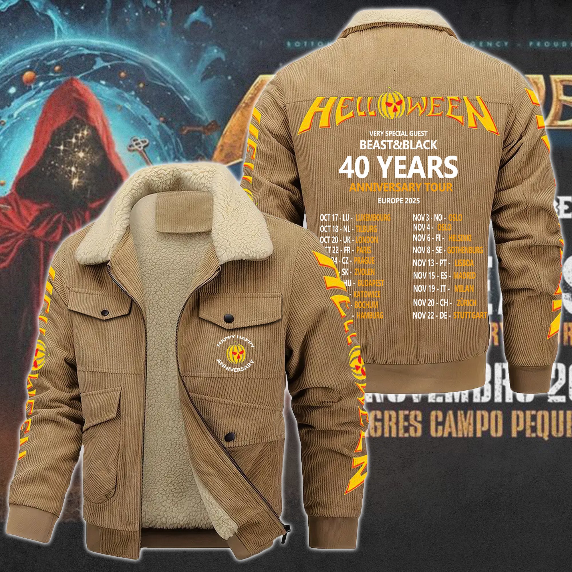 Helloween Music Style Thermal Cotton Jacket Prim For Fans