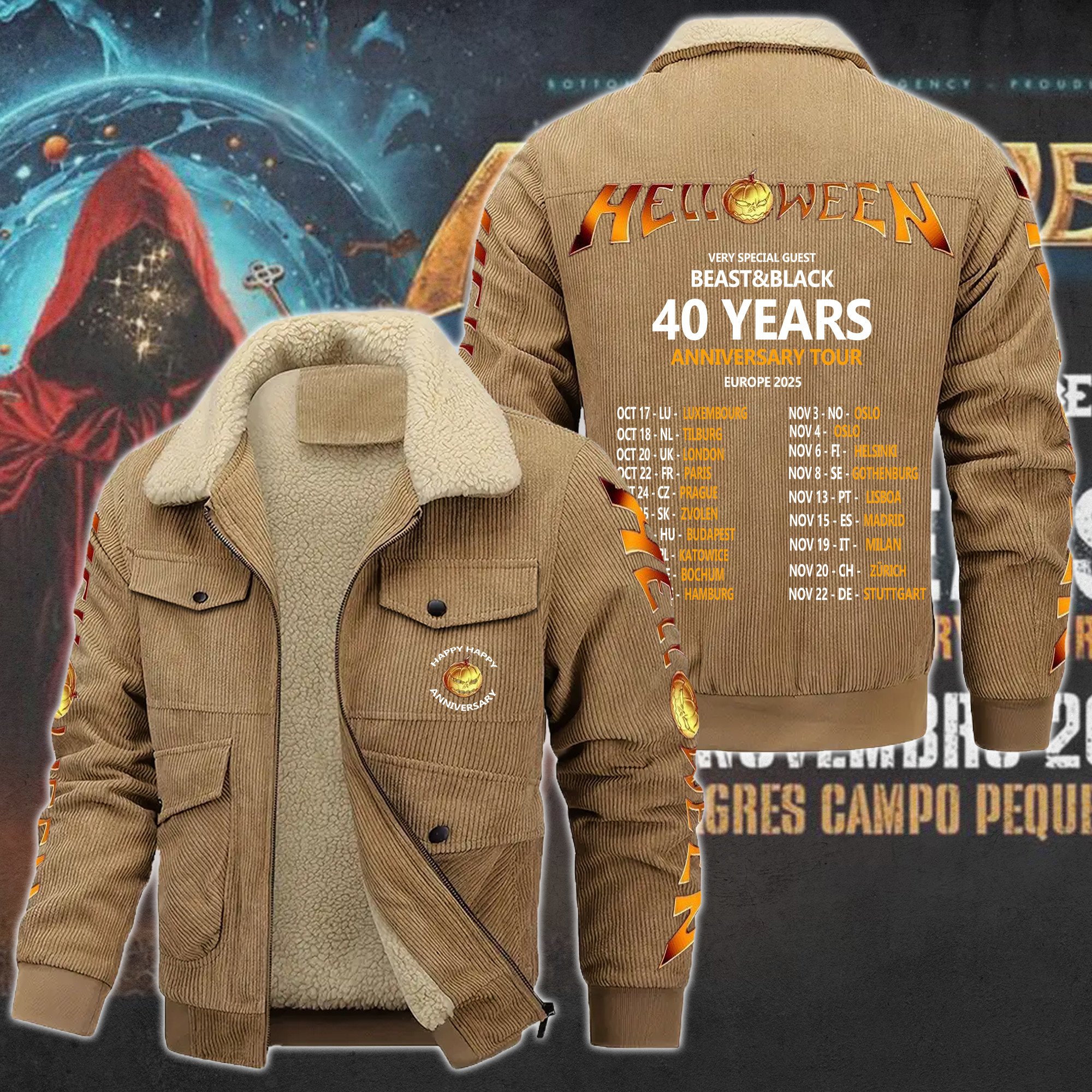 Helloween Music Style Thermal Cotton Jacket Prim For Fans