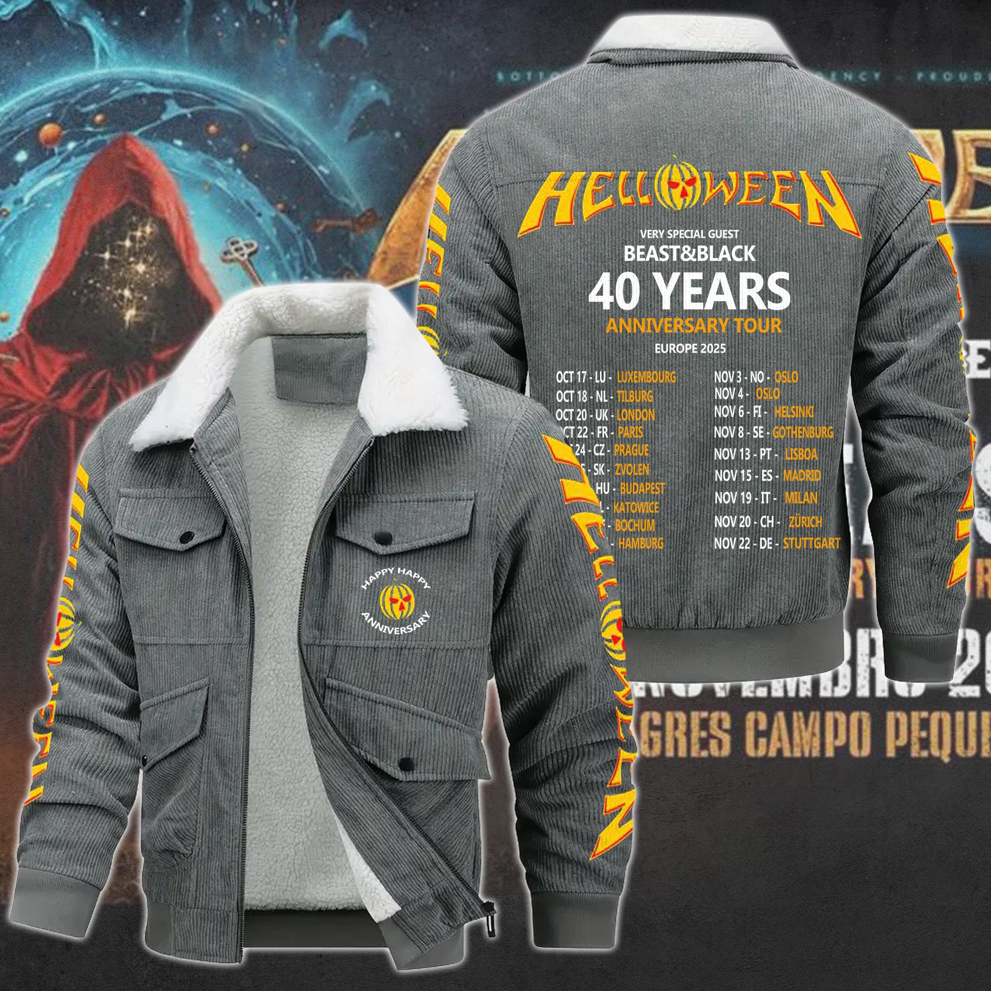 Helloween Music Style Thermal Cotton Jacket Prim For Fans