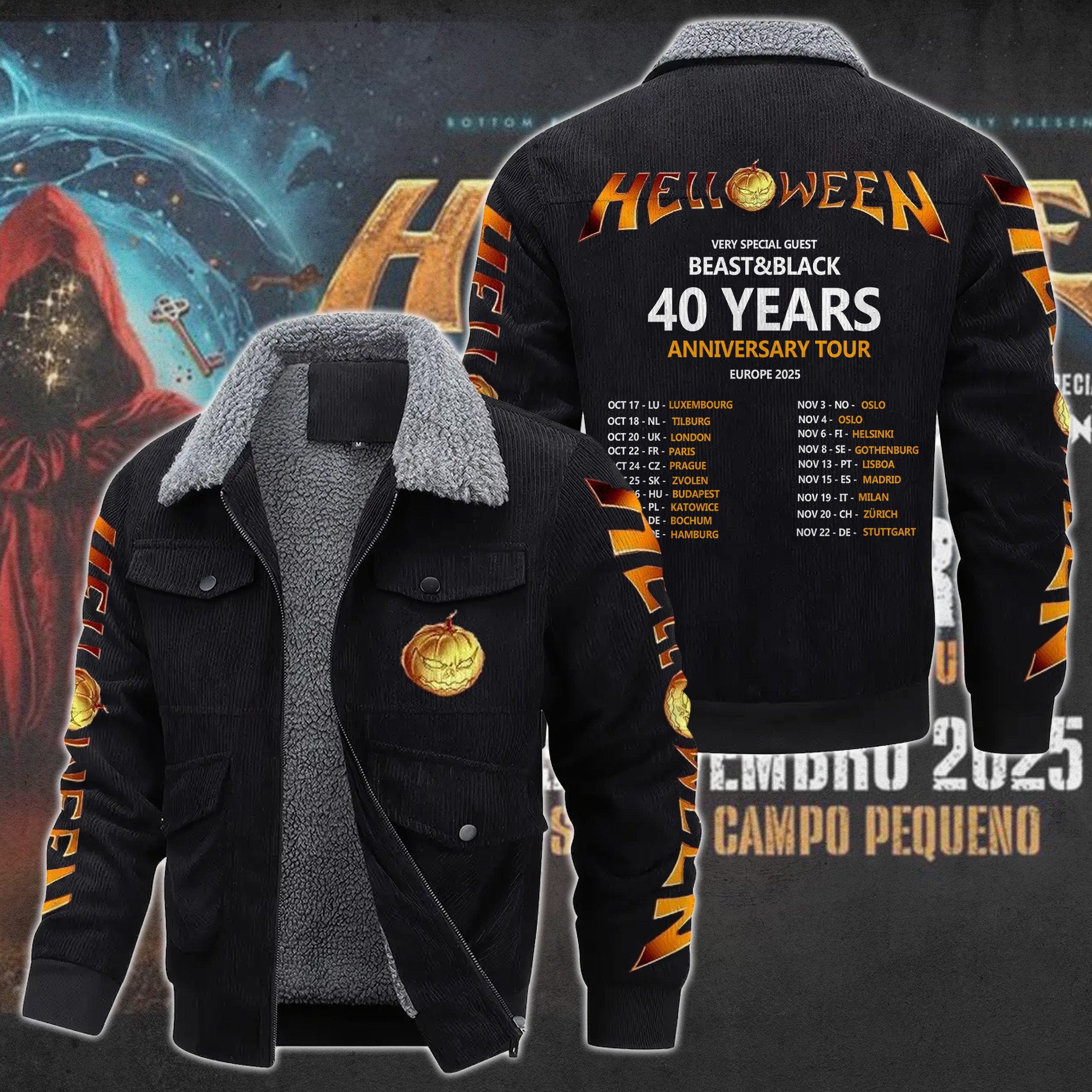 Helloween Music Style Thermal Cotton Jacket Prim For Fans