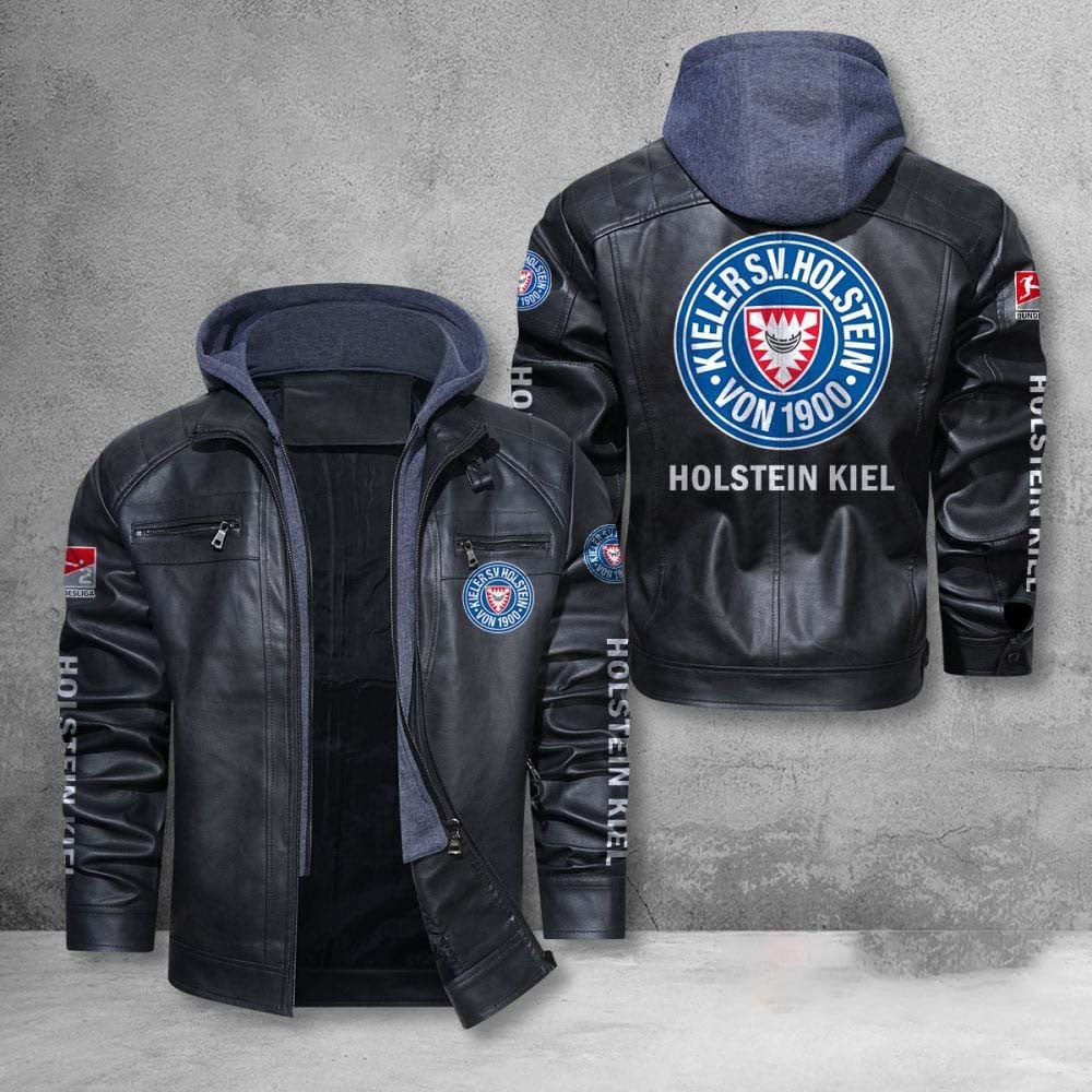 Holstein Kiel Bundesliga Style Leather Jacket For Fans