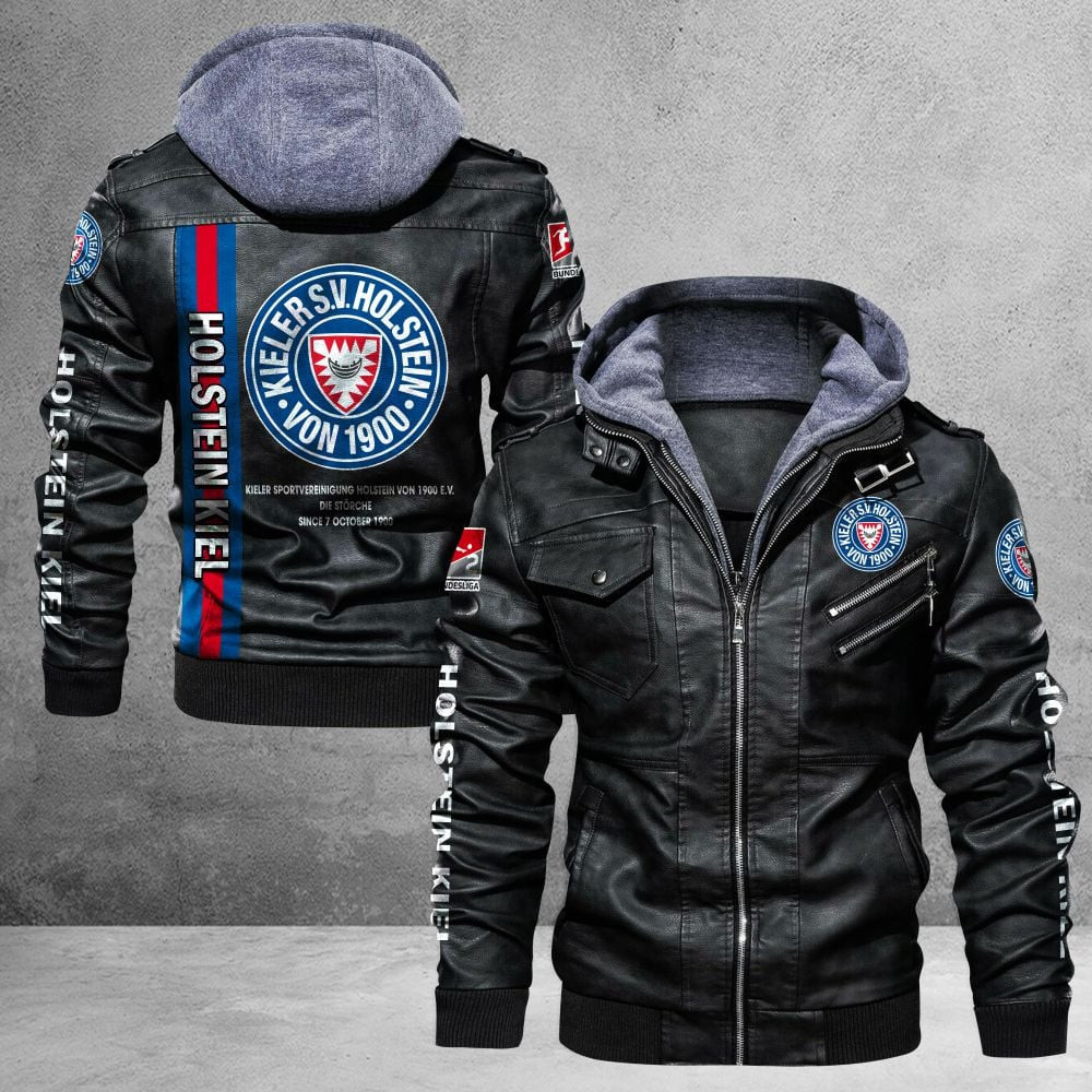 Holstein Kiel Bundesliga Style Leather Jacket For Fans