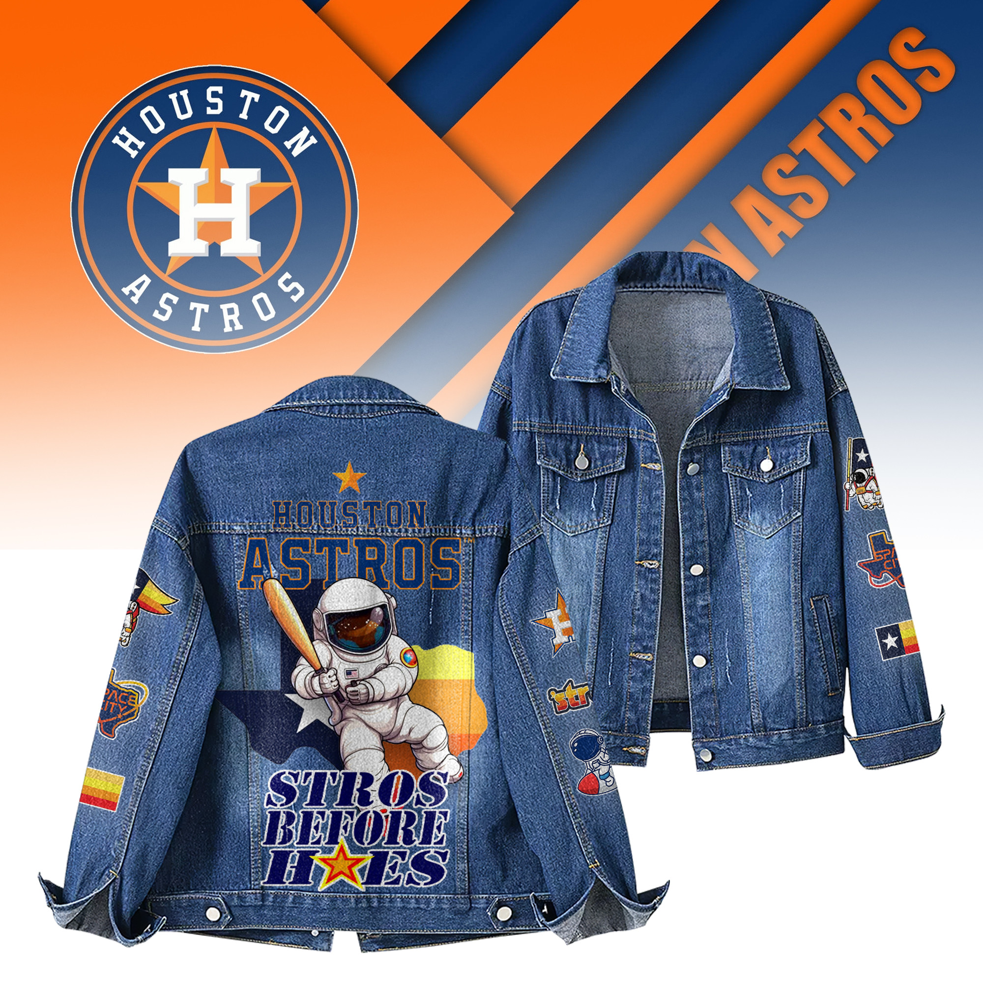 Houston Astros MLB Denim Jacket Gift For Fans