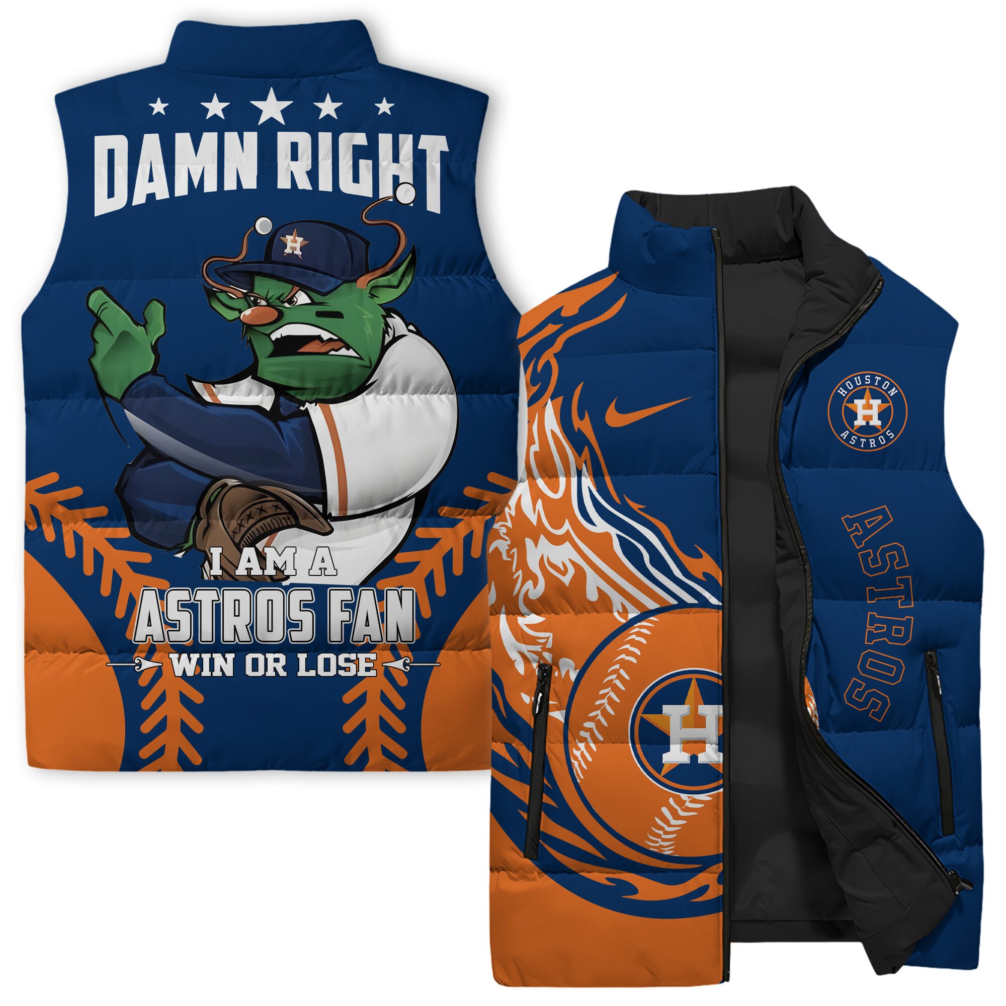 Houston Astros MLB Style Sleeveless Puffer Jacket For Fans