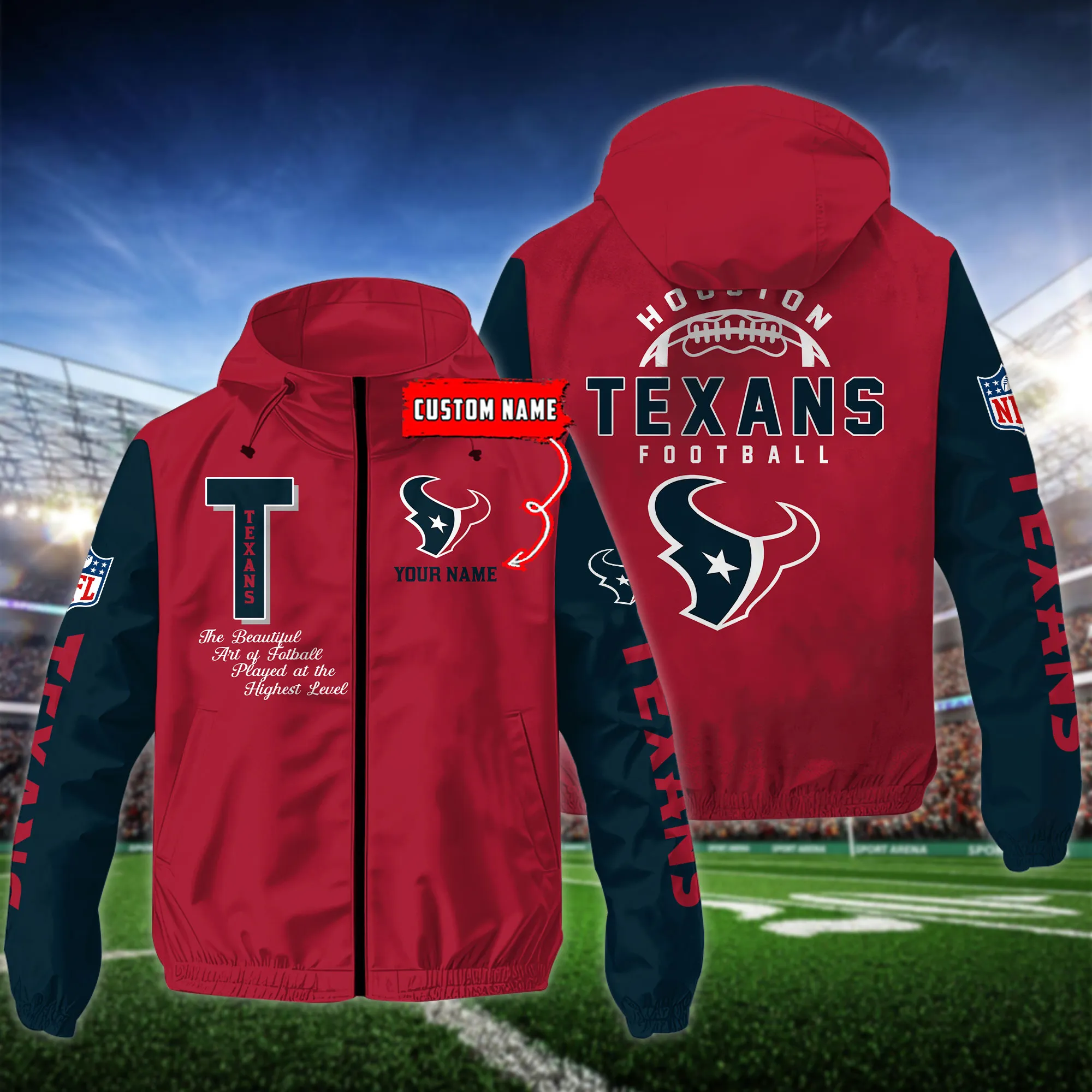 Houston Texans NFL Personalized Style Windbreaker Jacket For Fans