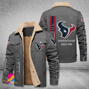 Houston Texans NFL Style Fleece Thermal Cotton Jacket For Fans