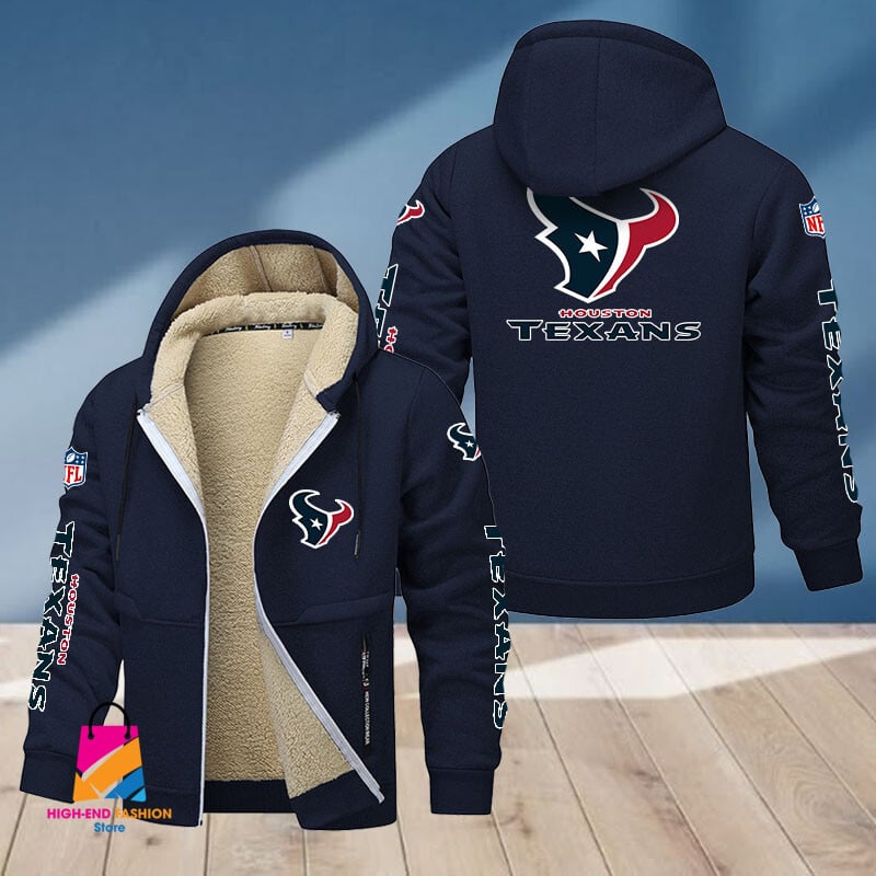 Houston Texans NFL Style Fleece Zip Hoodie Jacket For Fans