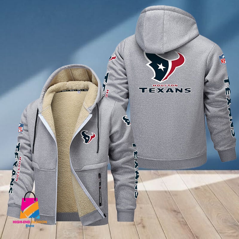 Houston Texans NFL Style Fleece Zip Hoodie Jacket For Fans