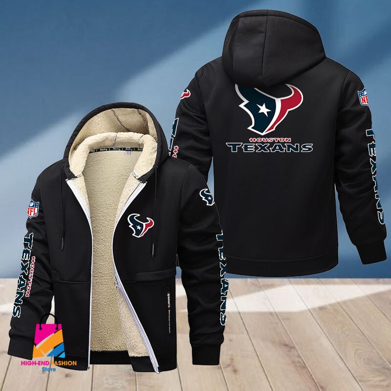 Houston Texans NFL Style Fleece Zip Hoodie Jacket For Fans
