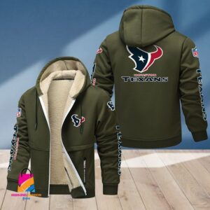 Houston Texans NFL Style Fleece Zip Hoodie Jacket For Fans