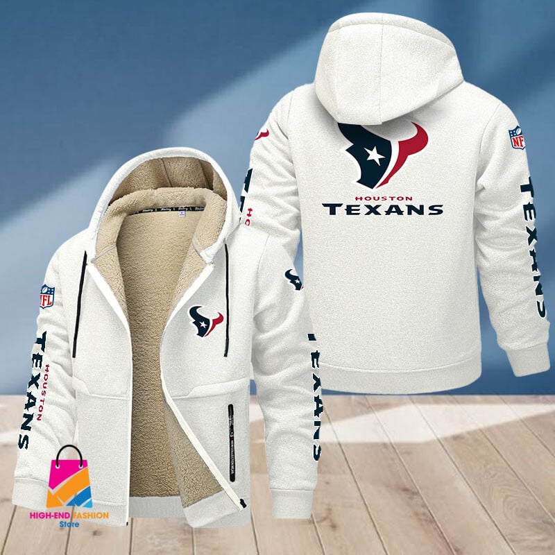 Houston Texans NFL Style Fleece Zip Hoodie Jacket For Fans