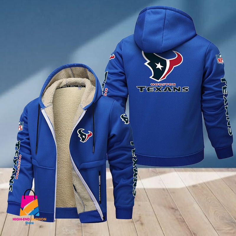 Houston Texans NFL Style Fleece Zip Hoodie Jacket For Fans