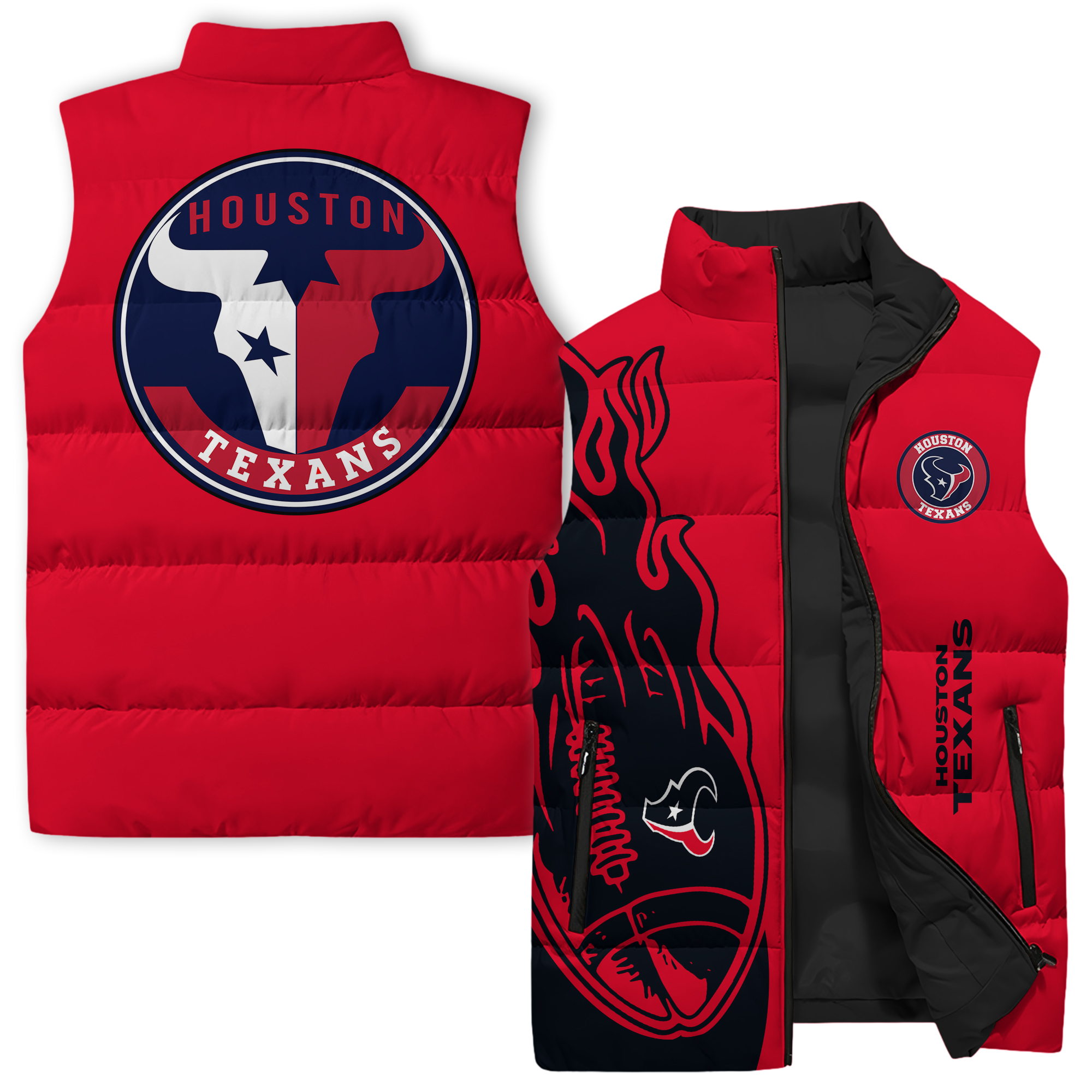 Houston Texans NFL Style Sleeveless Puffer Jacket For Fans