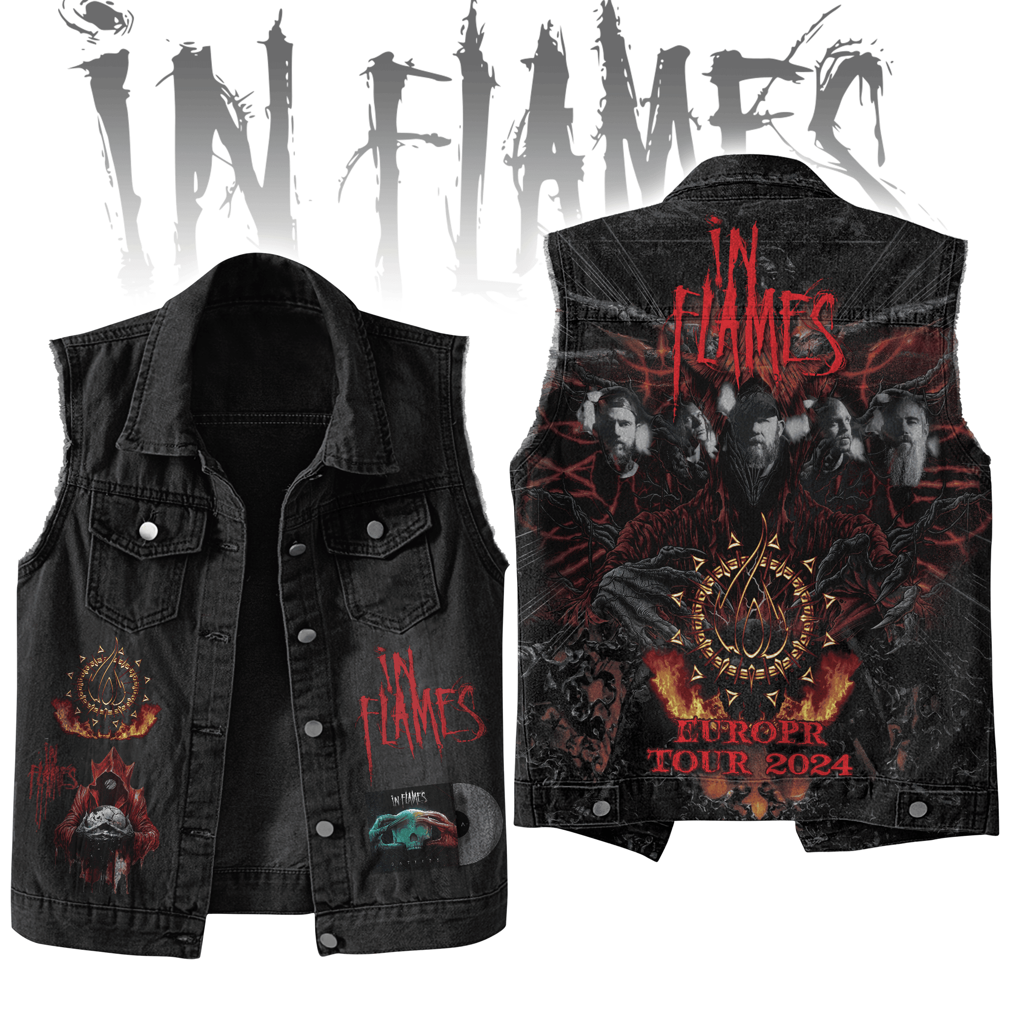 In Flames Timehold Music Style Sleeveless Jacket For Fans