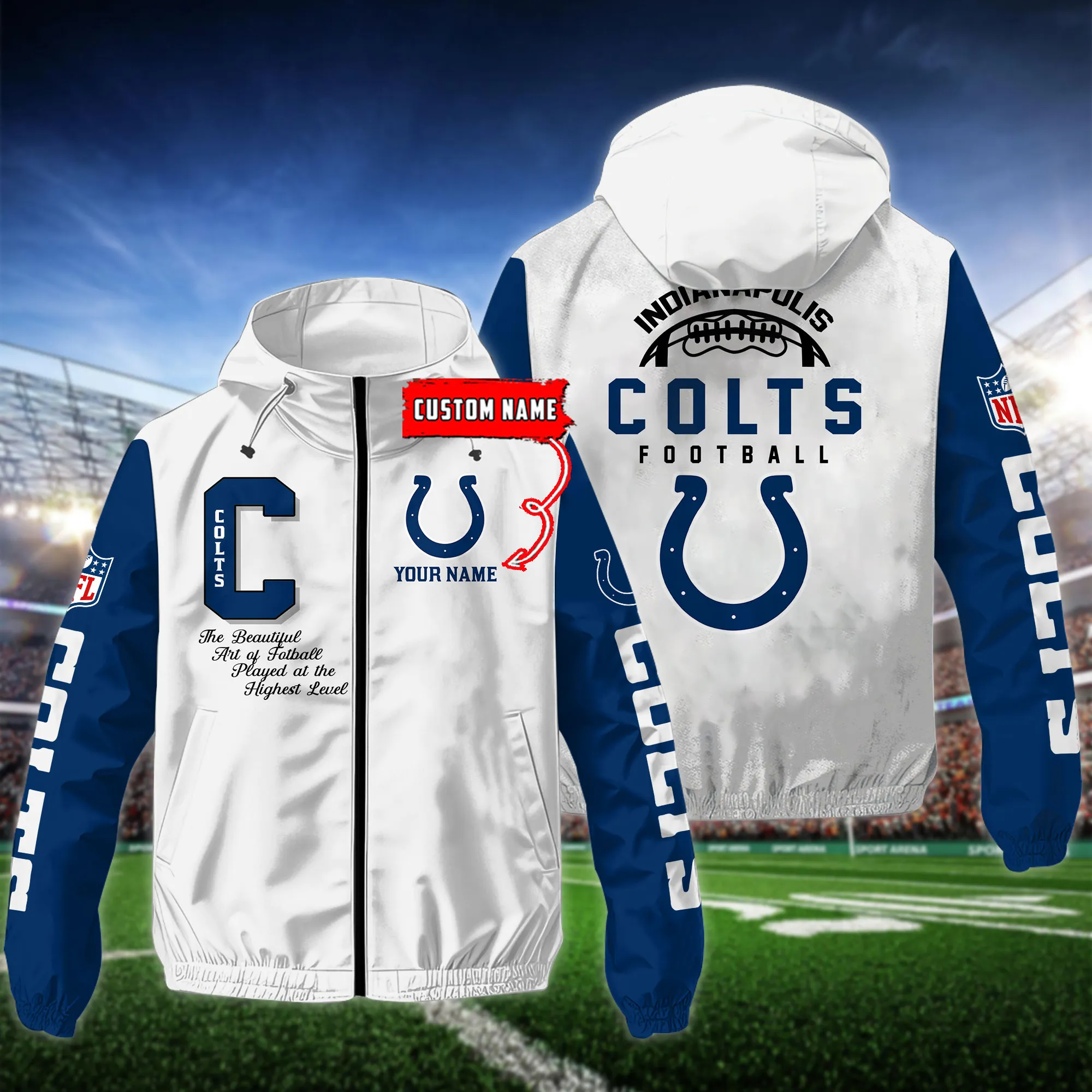 Indianapolis Colts NFL Personalized Style Windbreaker Jacket For Fans