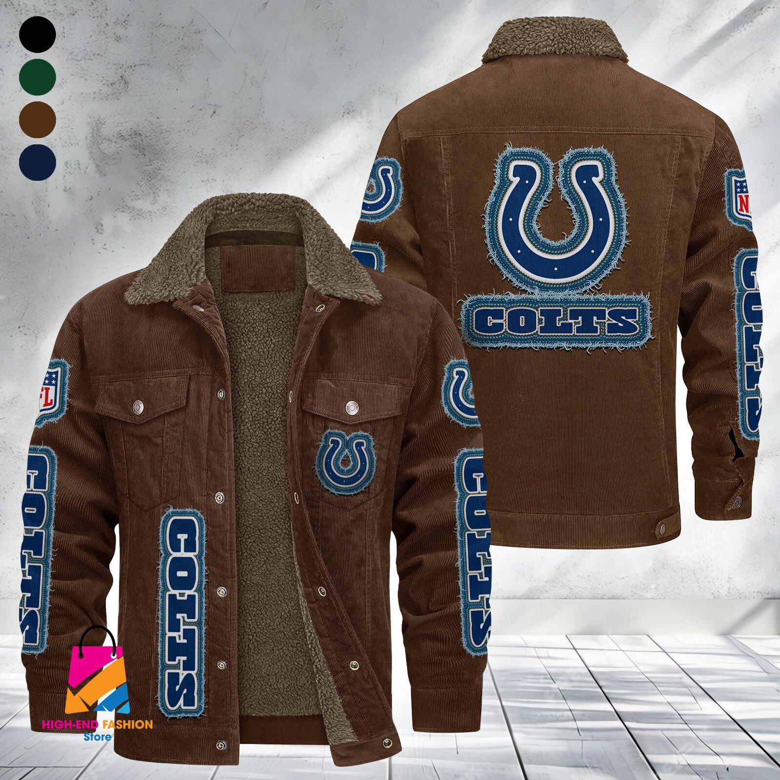Indianapolis Colts NFL Style Fleece Thermal Cotton Jacket For Fans