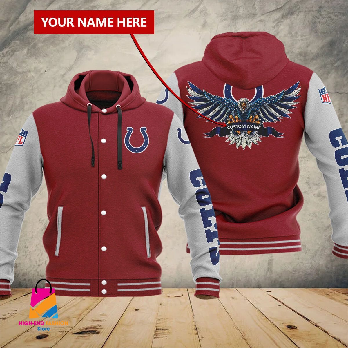 Indianapolis Colts NFL Style Hooded Baseball Jacket For Fan