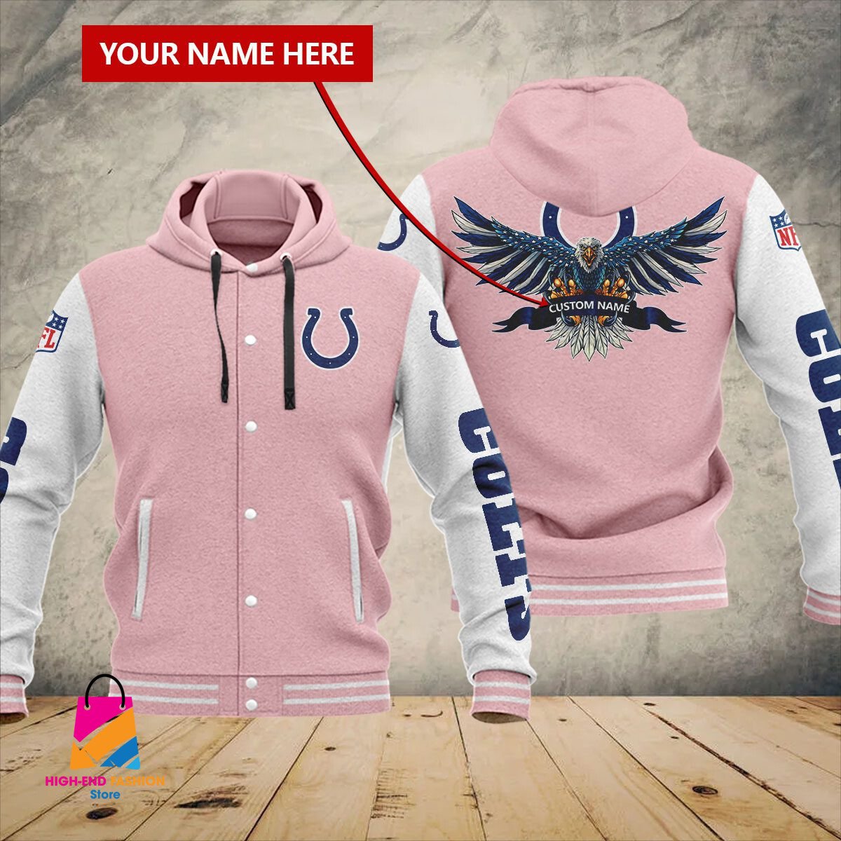 Indianapolis Colts NFL Style Hooded Baseball Jacket For Fan