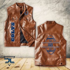 Indianapolis Colts NFL Style Sleeveless Leather Jacket For Fans