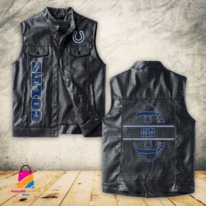 Indianapolis Colts NFL Style Sleeveless Leather Jacket For Fans
