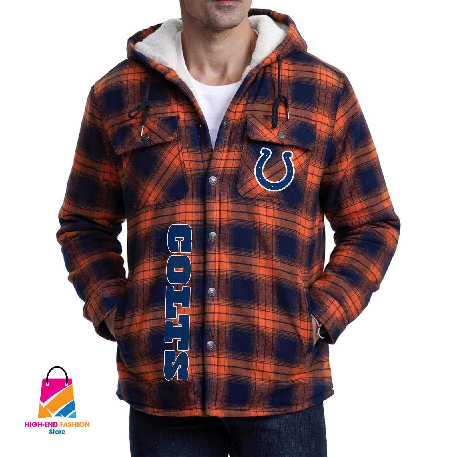 Indianapolis Colts NFL Style Zip Fleece Flannel Jacket For Fans