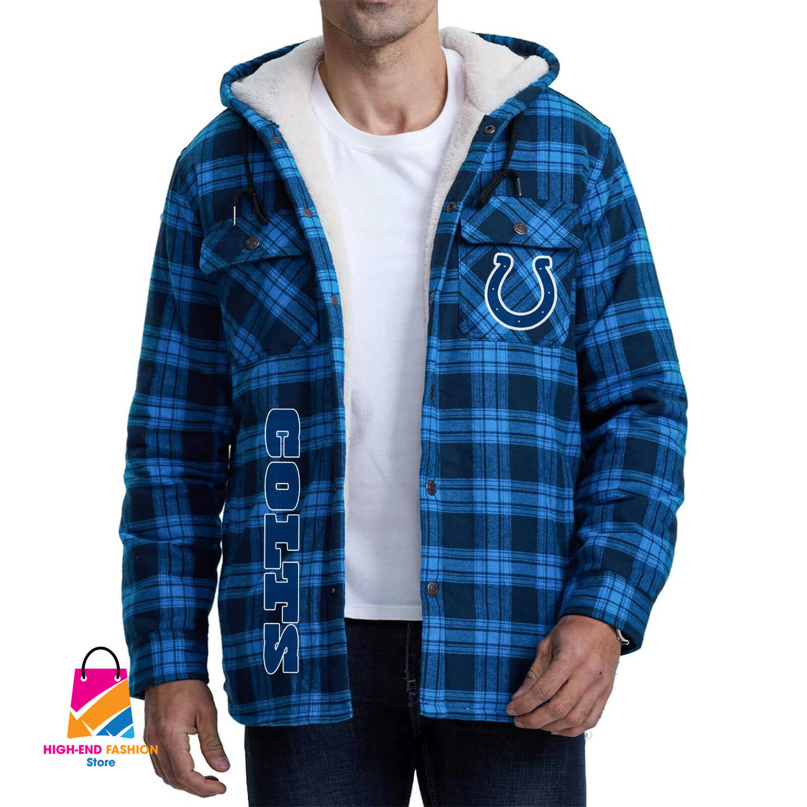 Indianapolis Colts NFL Style Zip Fleece Flannel Jacket For Fans