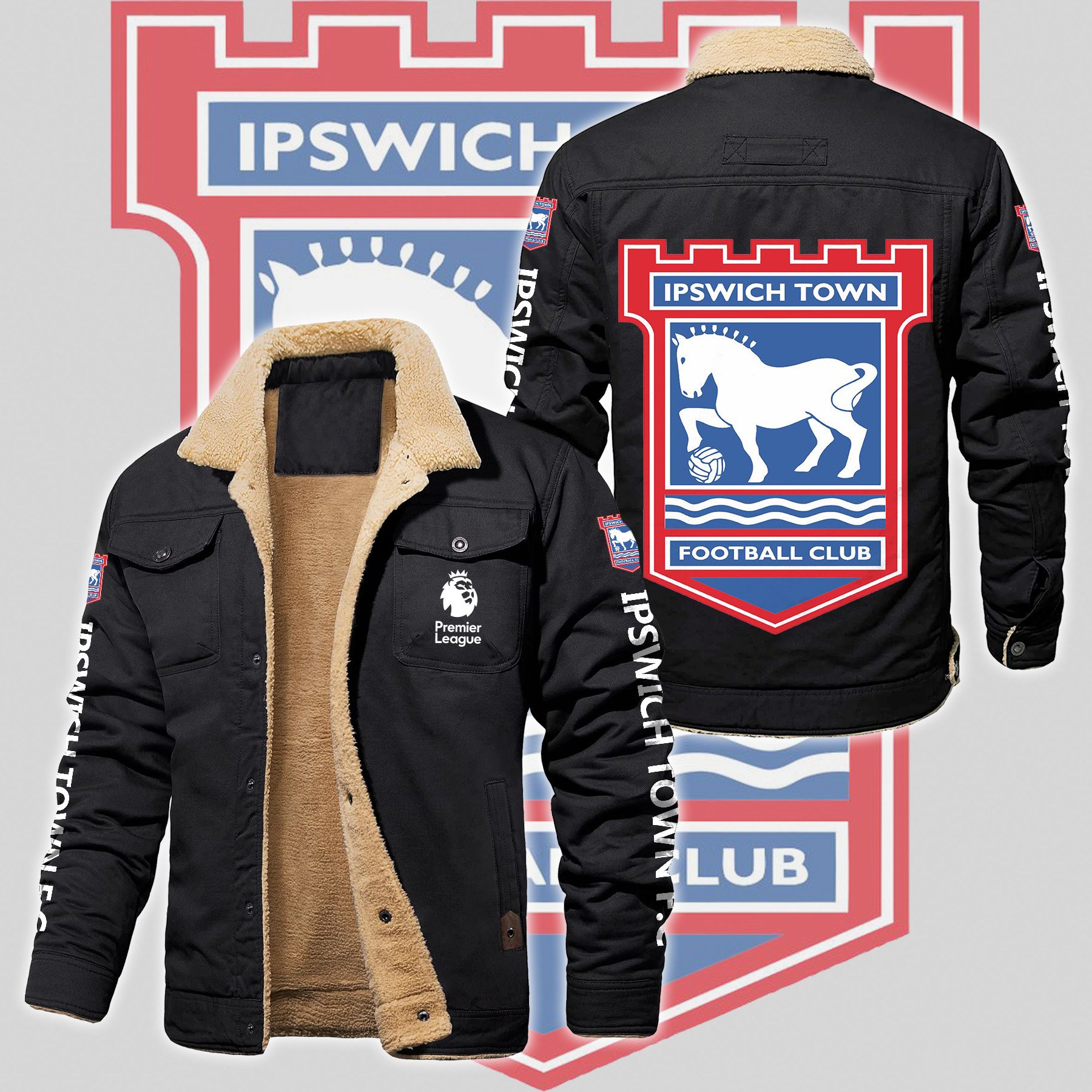 Ipswich Town F.C EPL Style Fleece Thermal Cotton Jacket For Fans