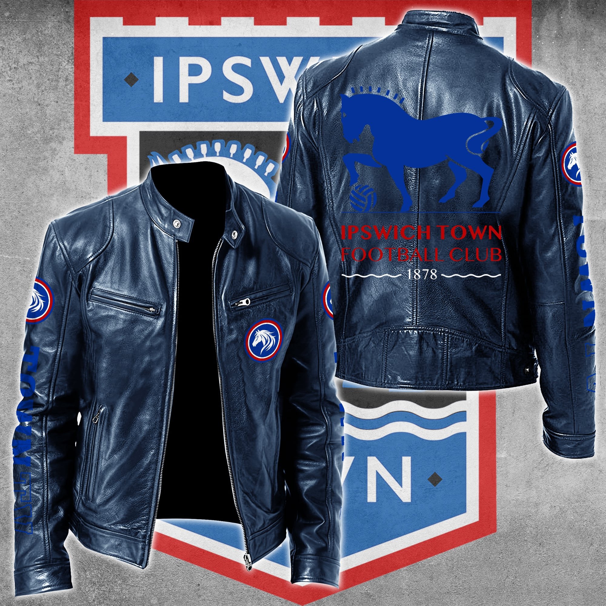 Ipswich Town F.C EPL Style Leather Jacket For Fans